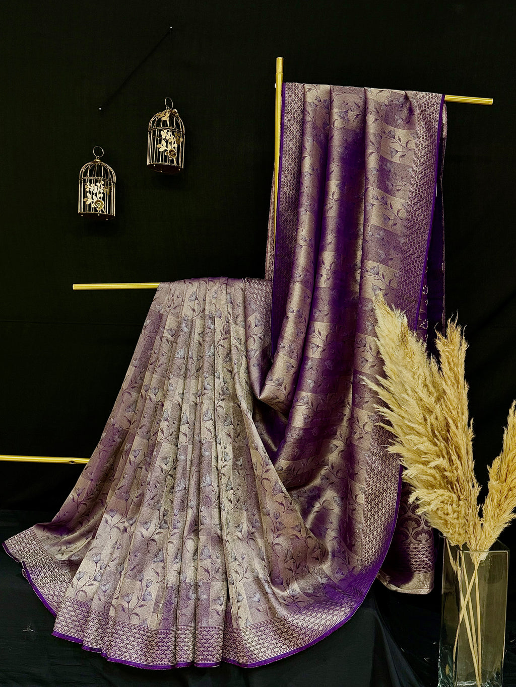 Purple Banarasi Georgette Tissue Silk Saree