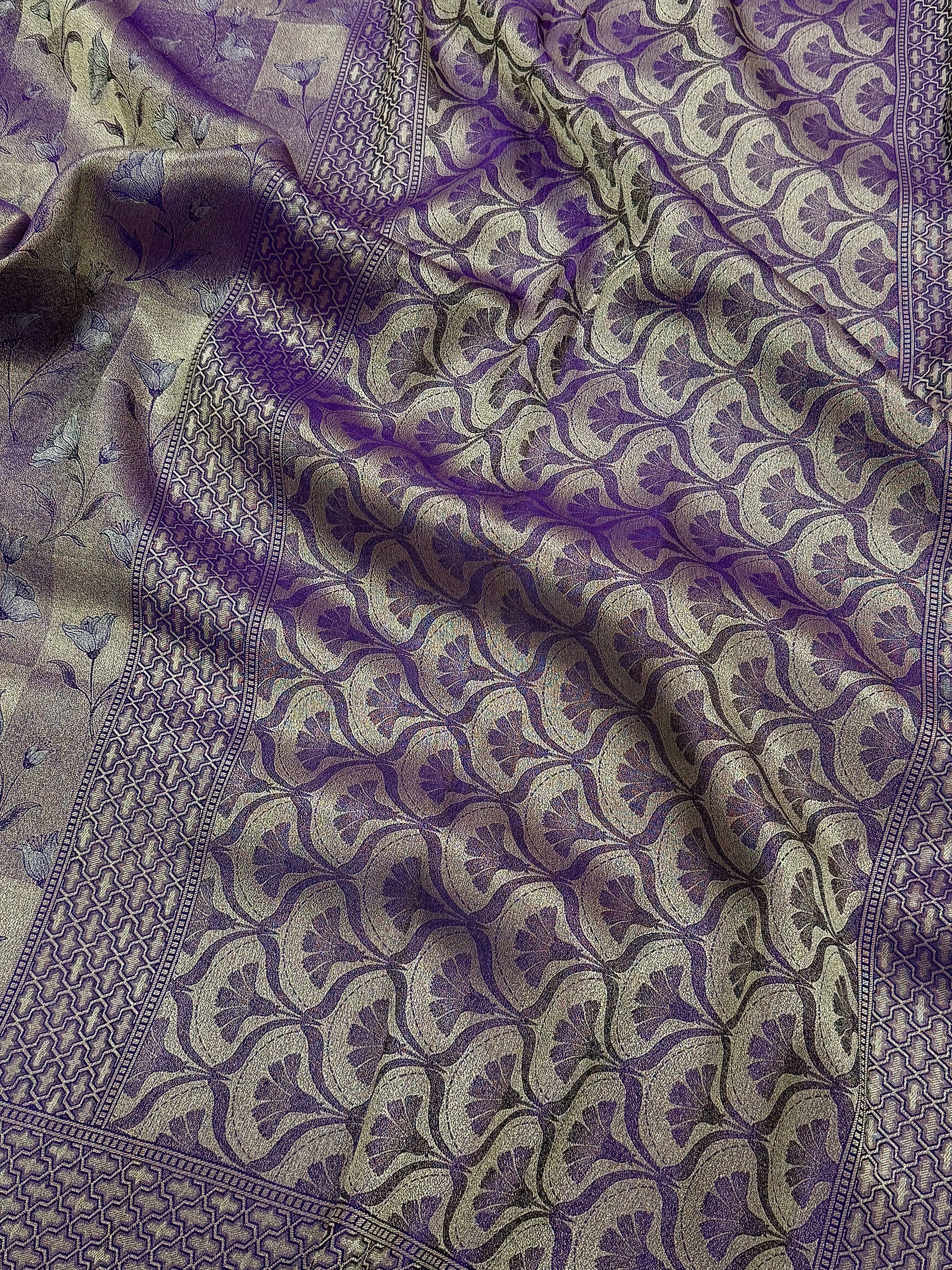 Purple Banarasi Georgette Tissue Silk Saree