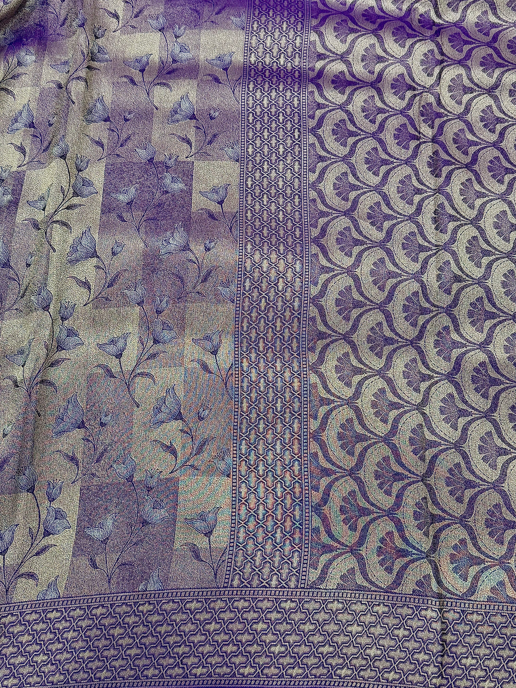 Purple Banarasi Georgette Tissue Silk Saree