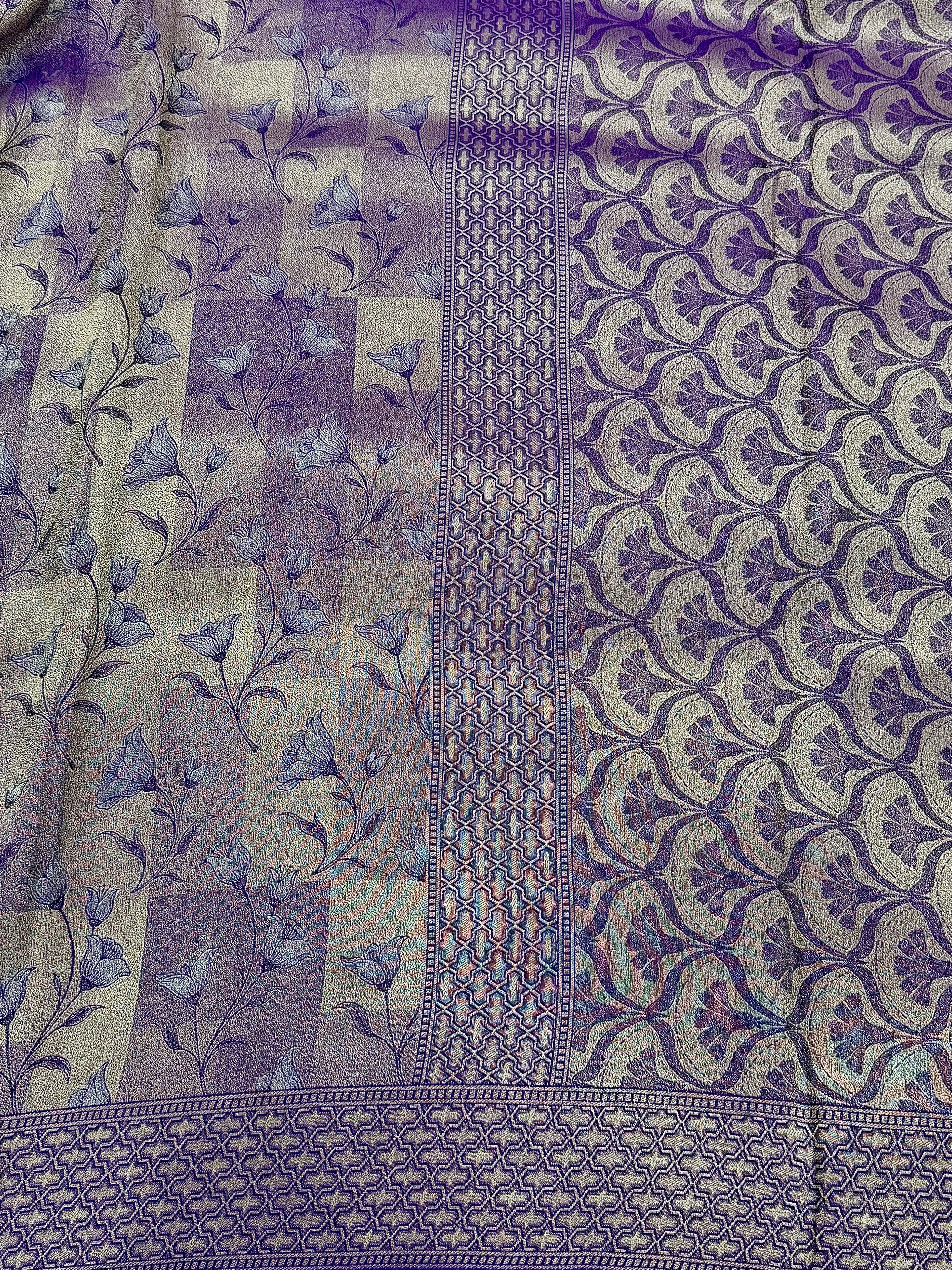Purple Banarasi Georgette Tissue Silk Saree