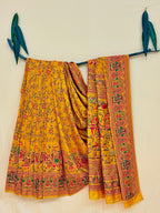 Pure Chanderi Antiq Border Fancy Print Saree