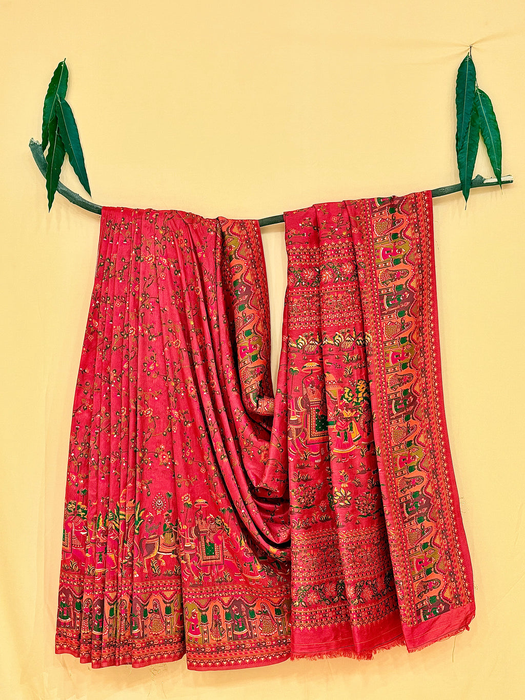 Pure Chanderi Antiq Border Fancy Print Saree