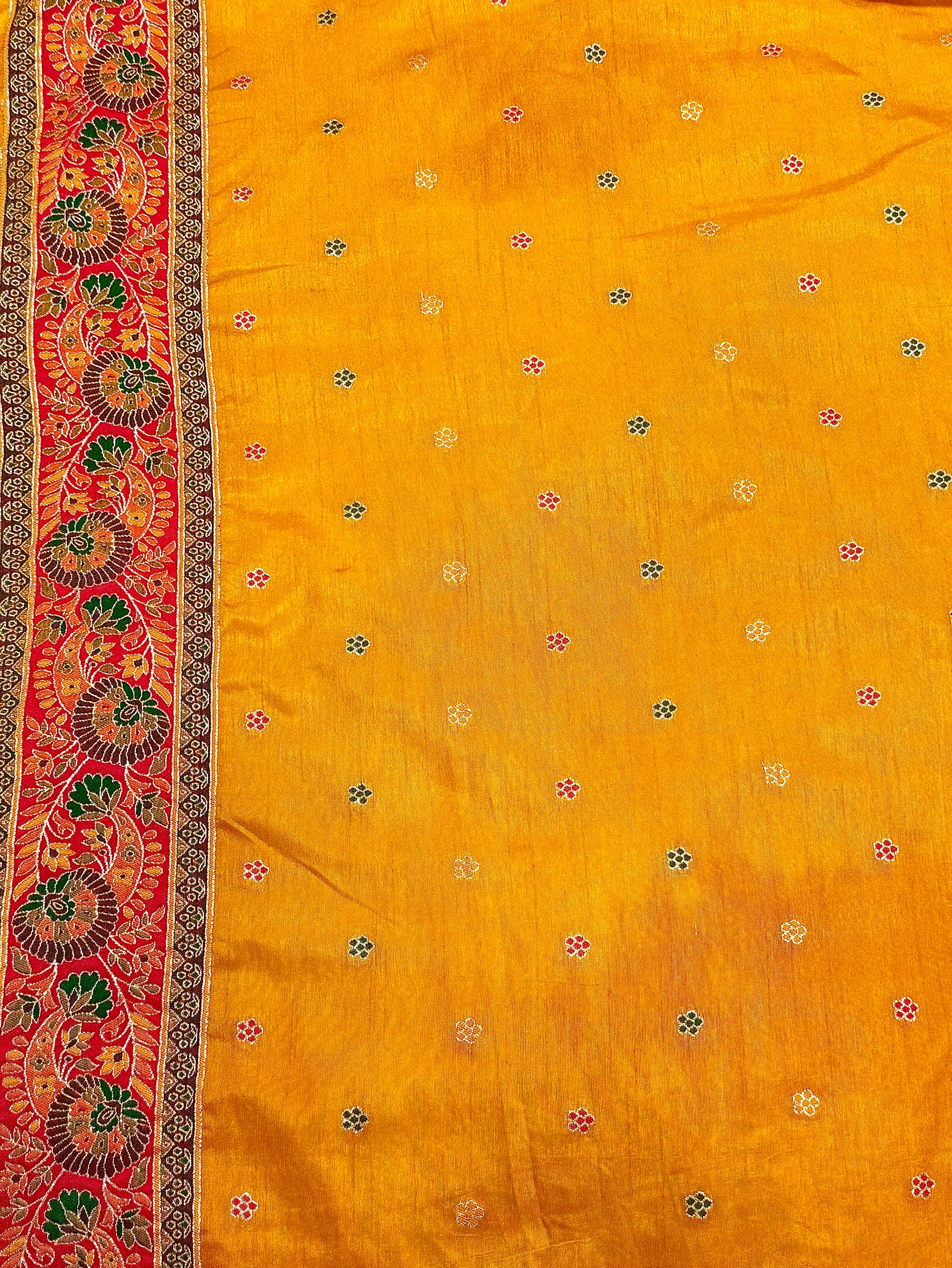 Pure Chanderi Antiq Border Fancy Print Saree