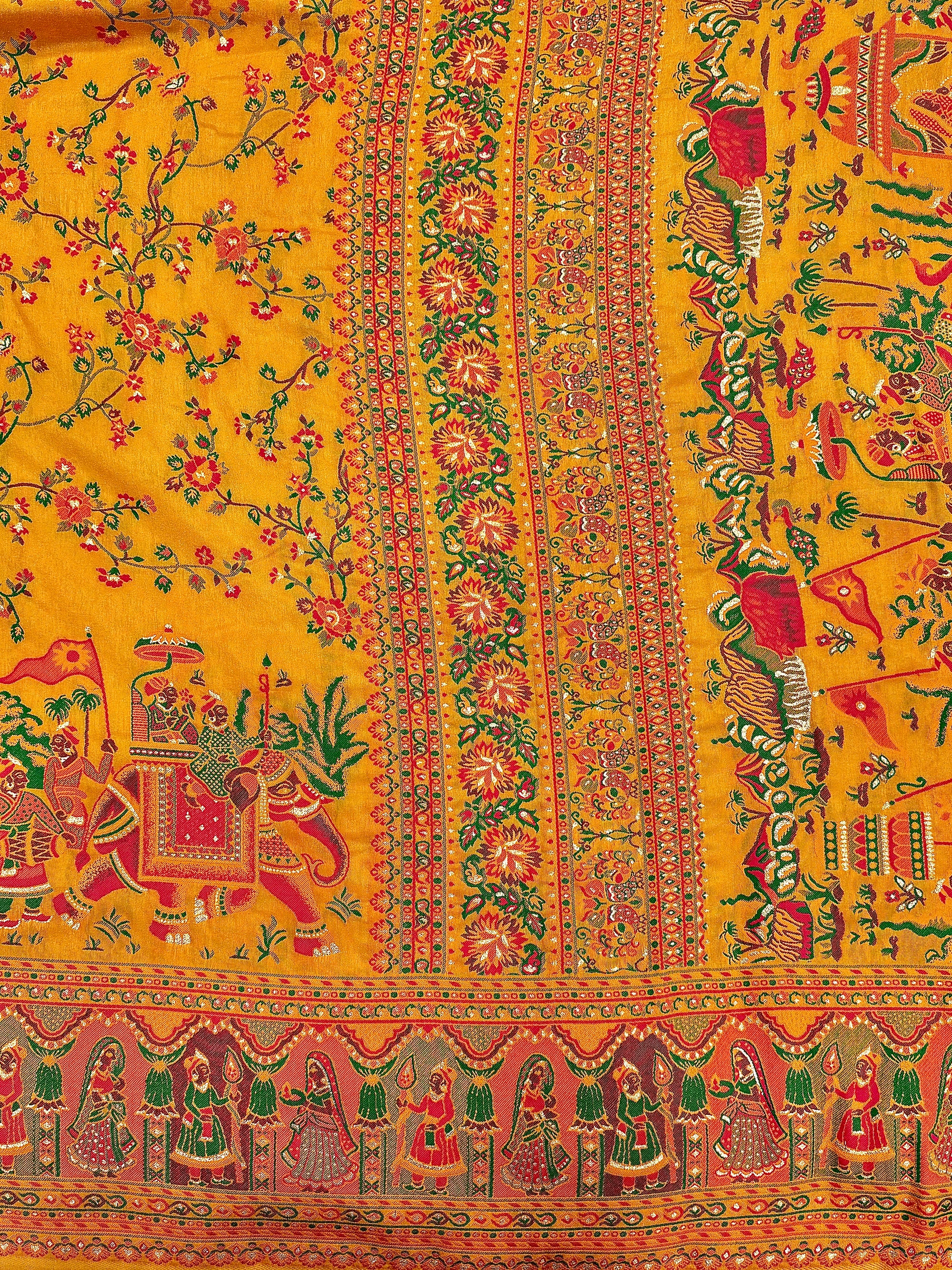 Pure Chanderi Antiq Border Fancy Print Saree