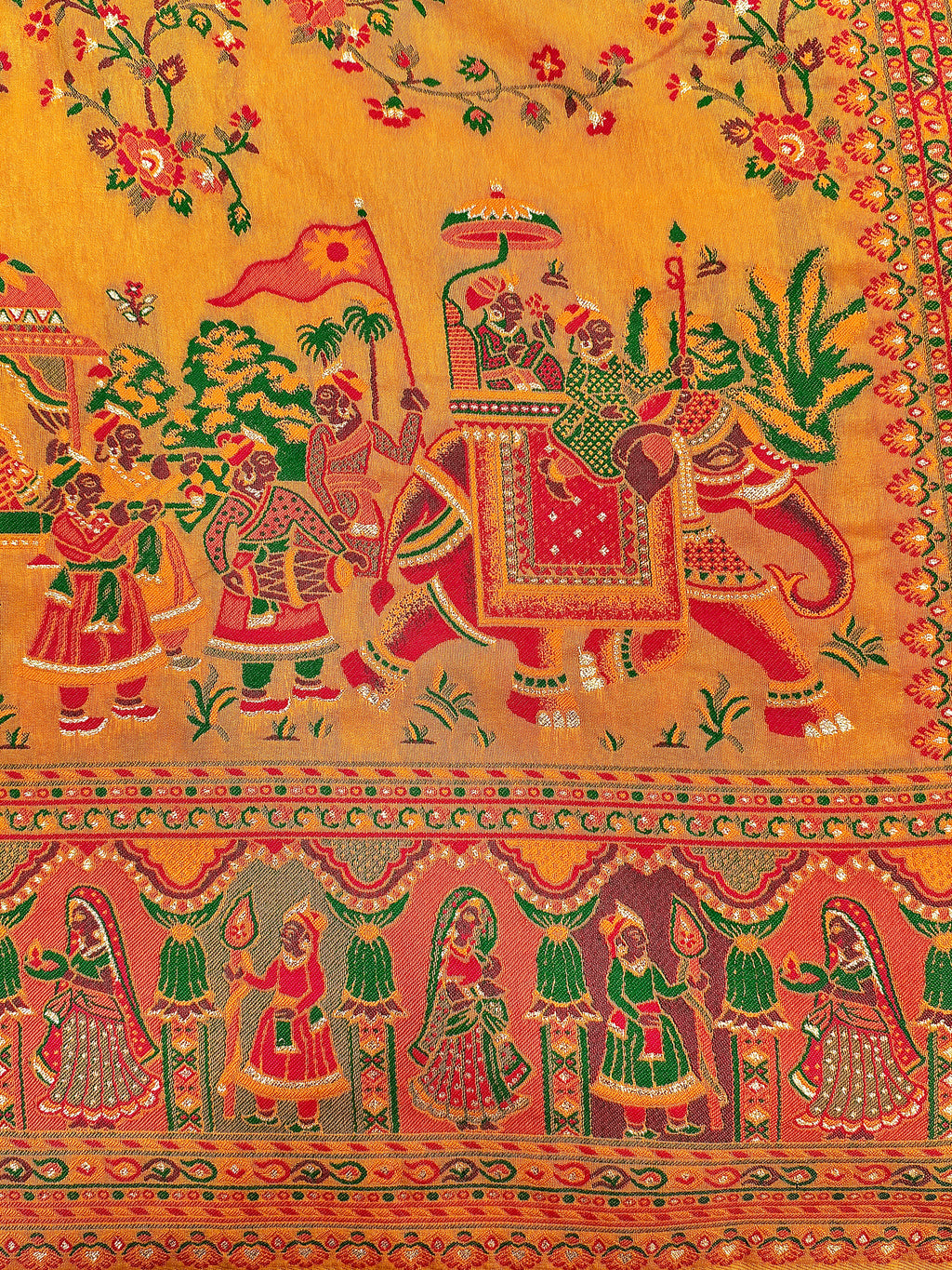 Pure Chanderi Antiq Border Fancy Print Saree
