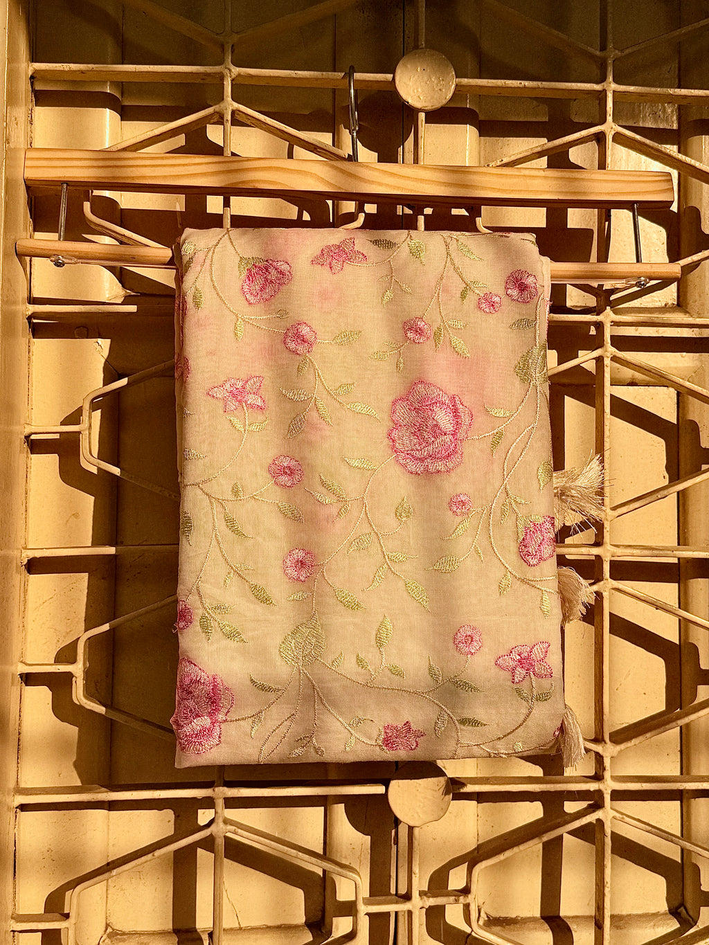 Mul Chanderi Embroidered Saree