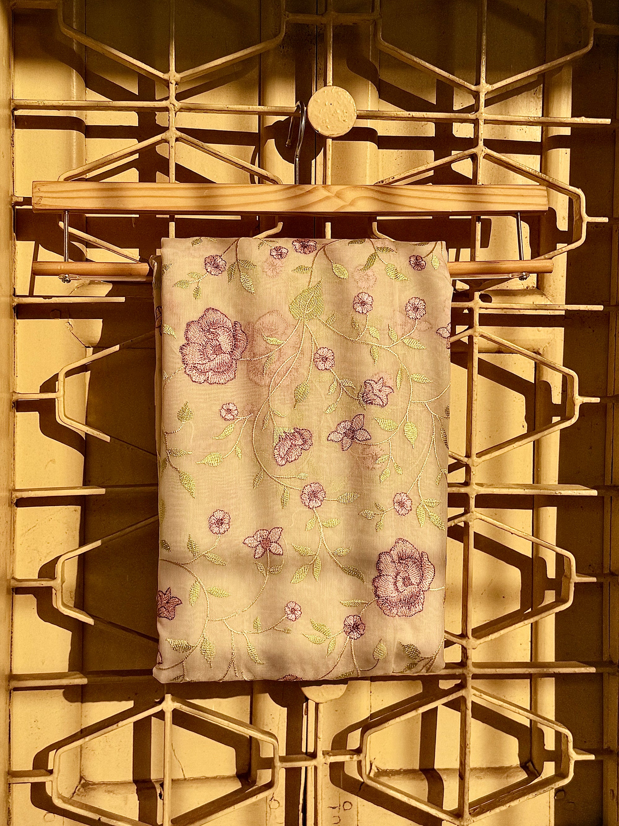 Mul Chanderi Embroidered Saree