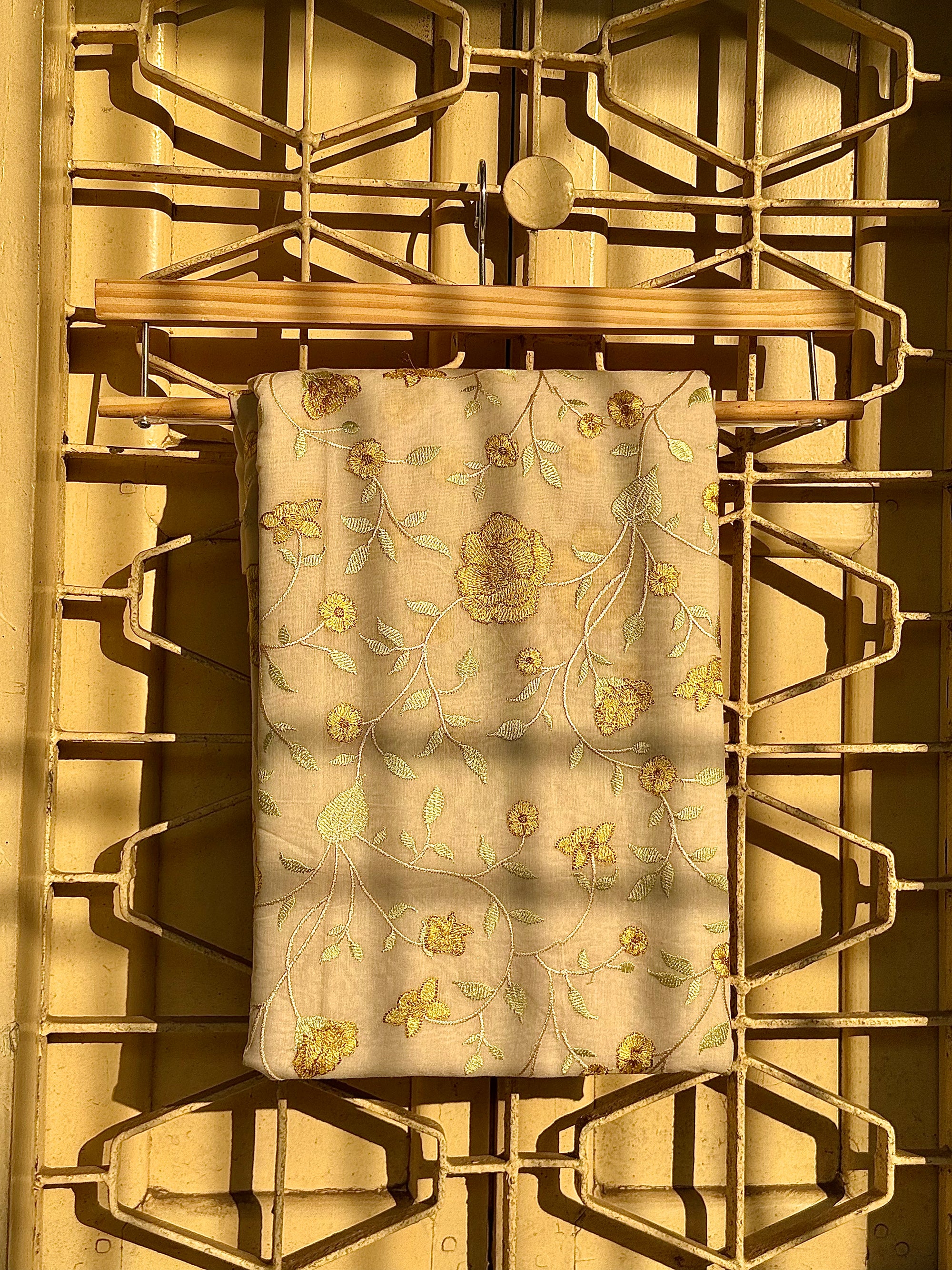 Mul Chanderi Embroidered Saree