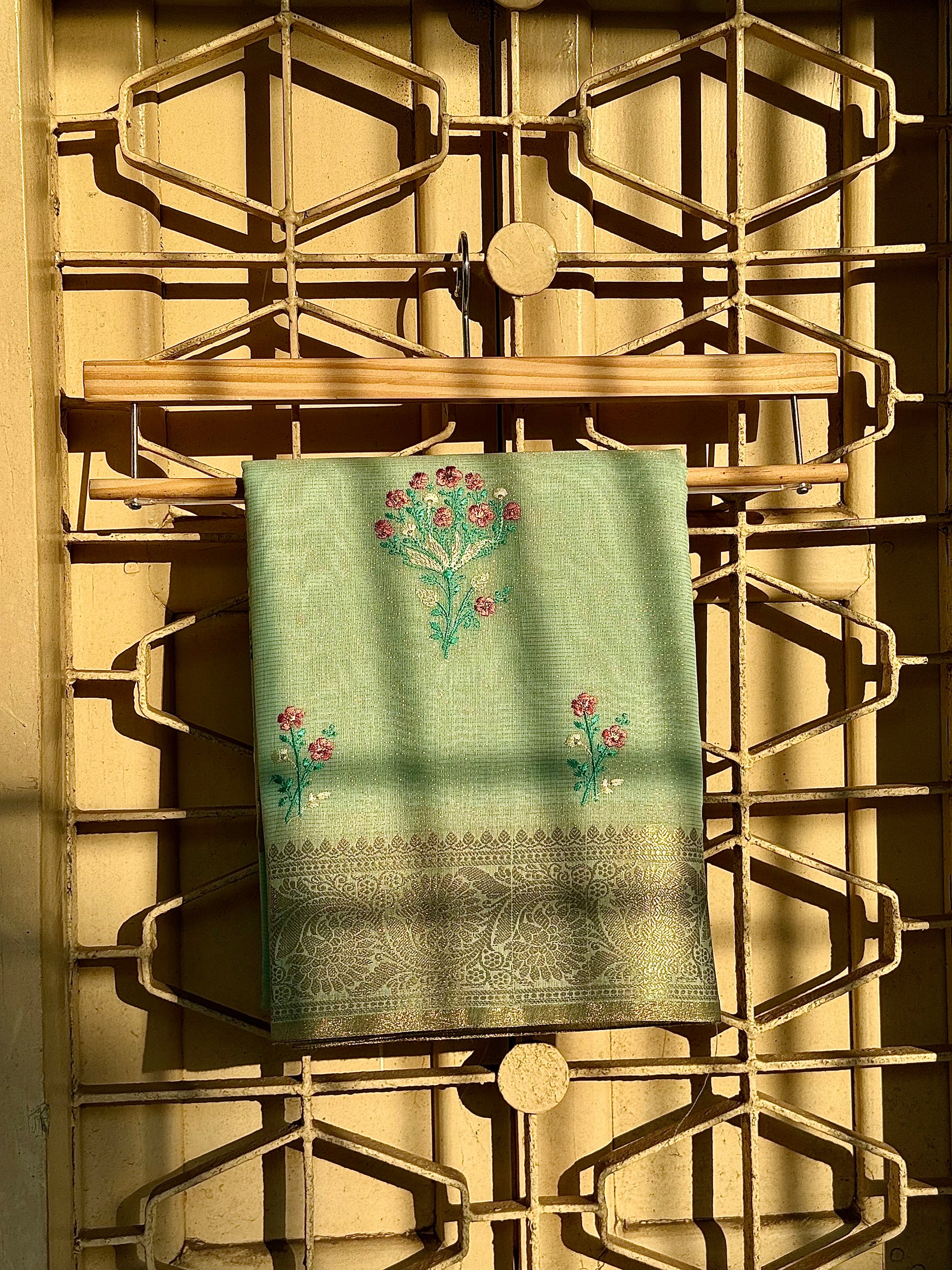 Linen Cotton Embroidered Saree