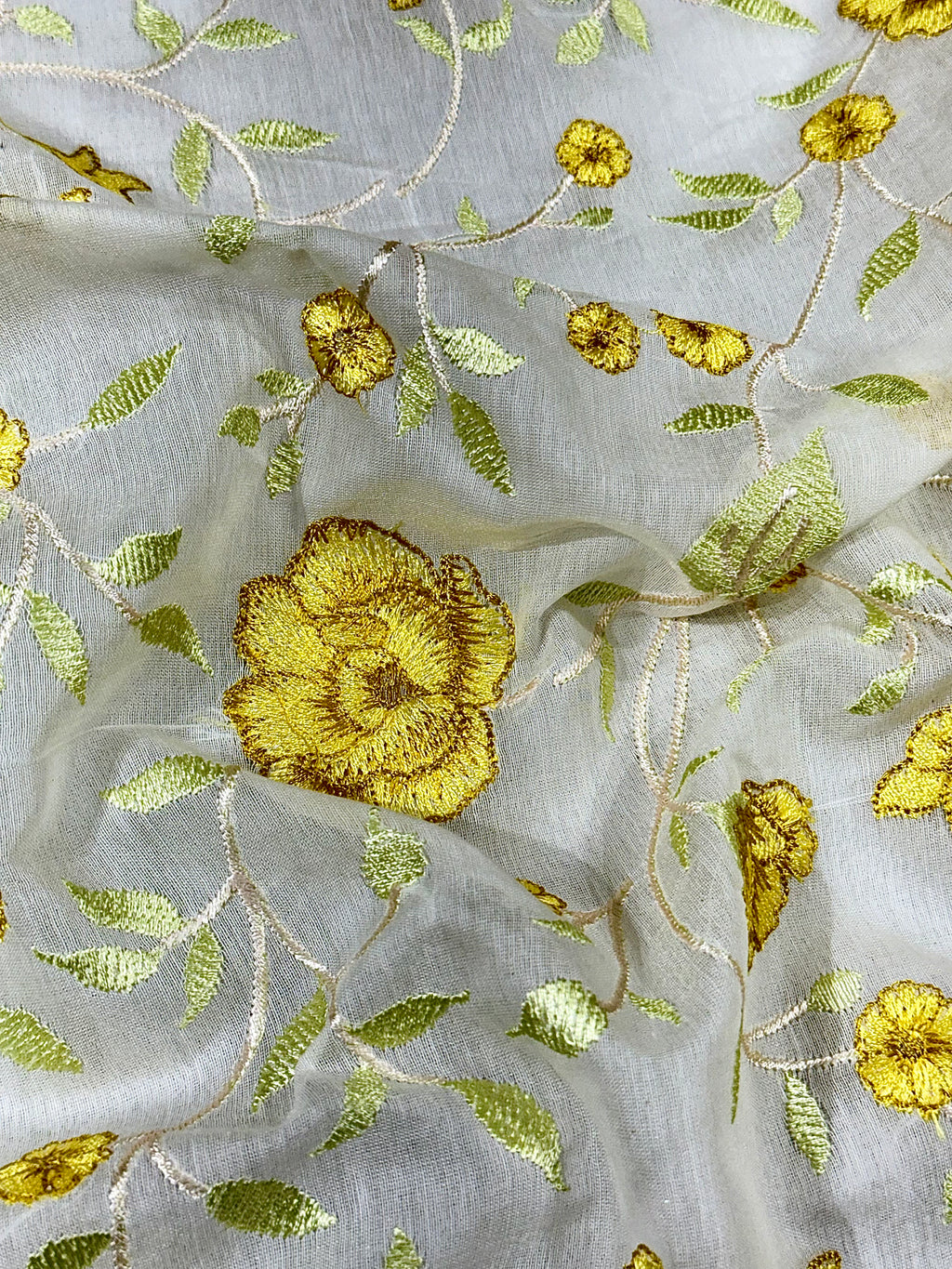 Mul Chanderi Embroidered Saree