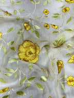 Mul Chanderi Embroidered Saree