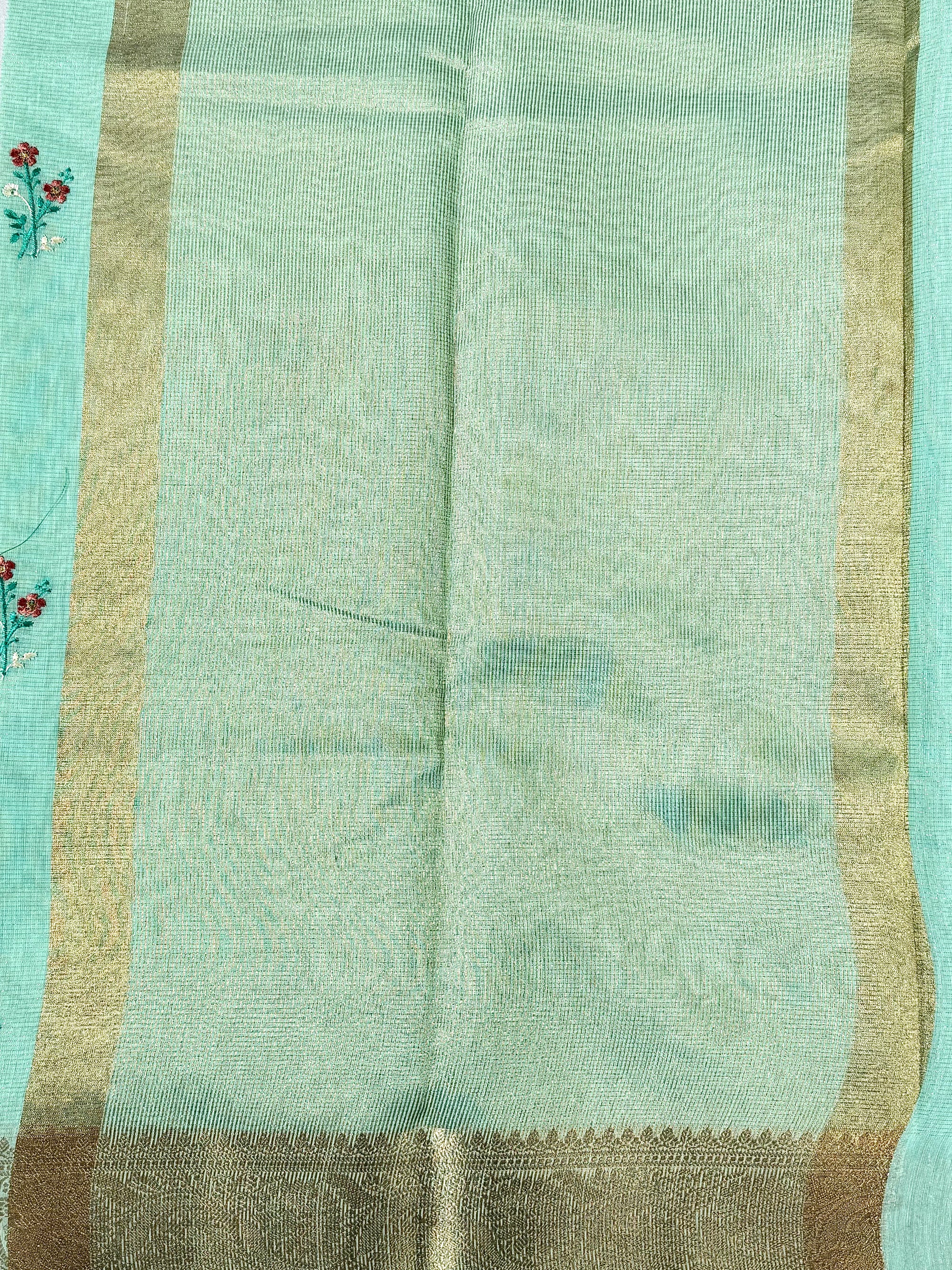 Linen Cotton Embroidered Saree
