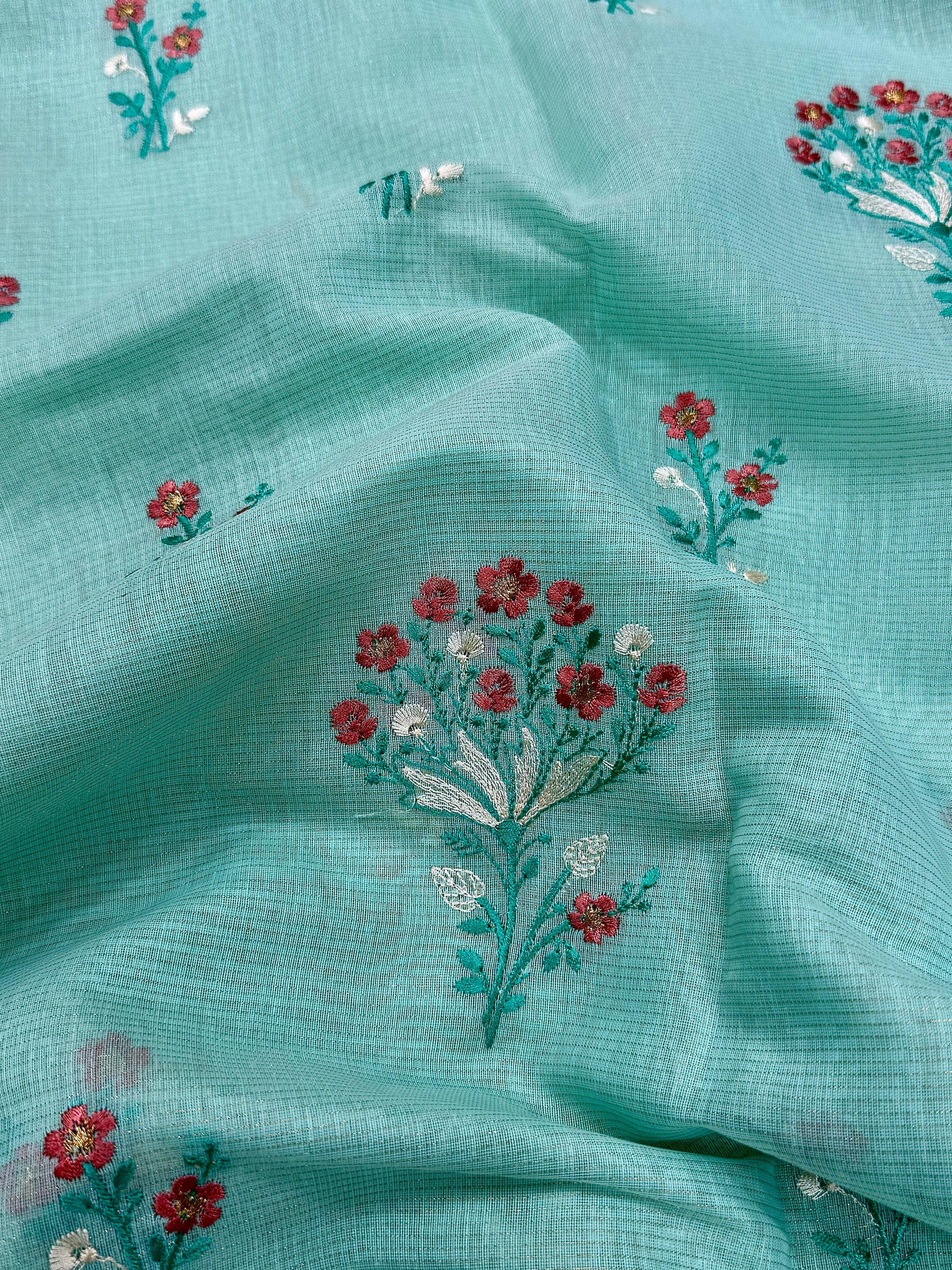 Linen Cotton Embroidered Saree