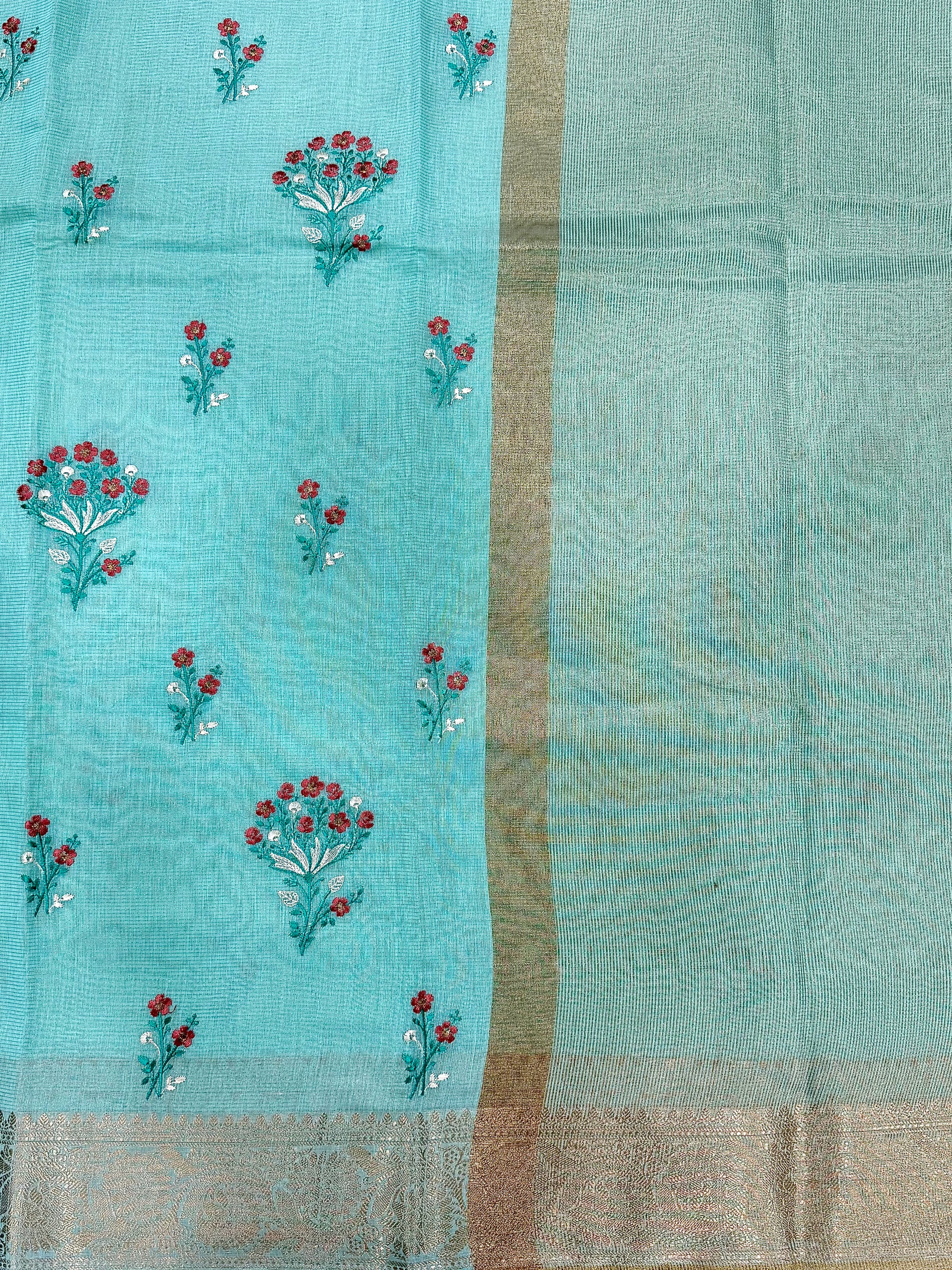Linen Cotton Embroidered Saree