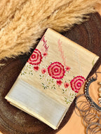 Semi Tussar Embroidered Saree