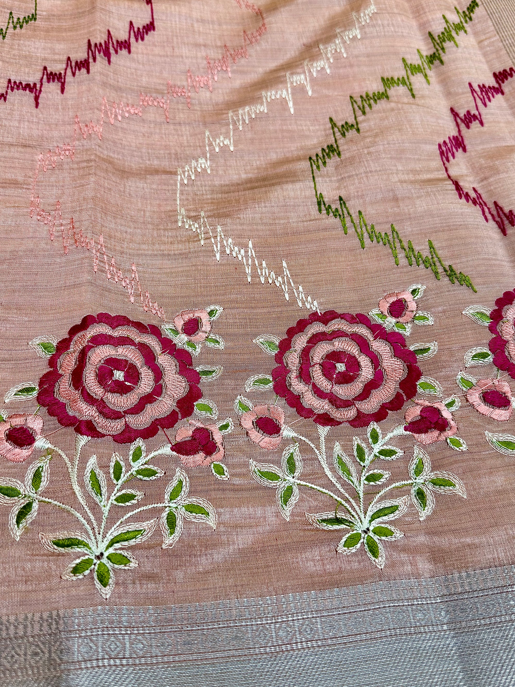 Semi Tussar Embroidered Saree