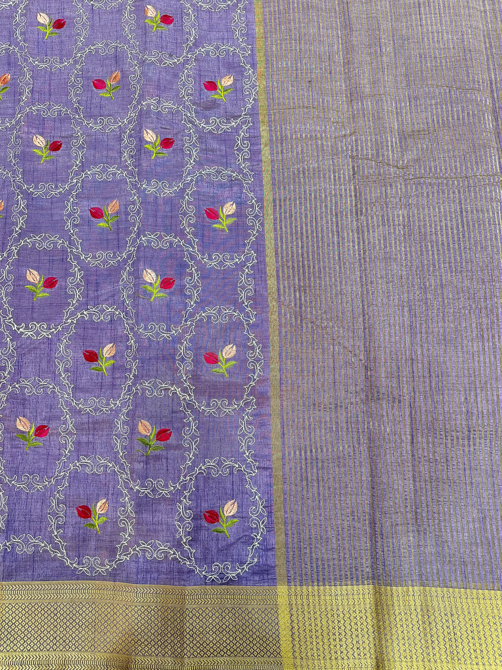 Semi Tussar Embroidered Saree
