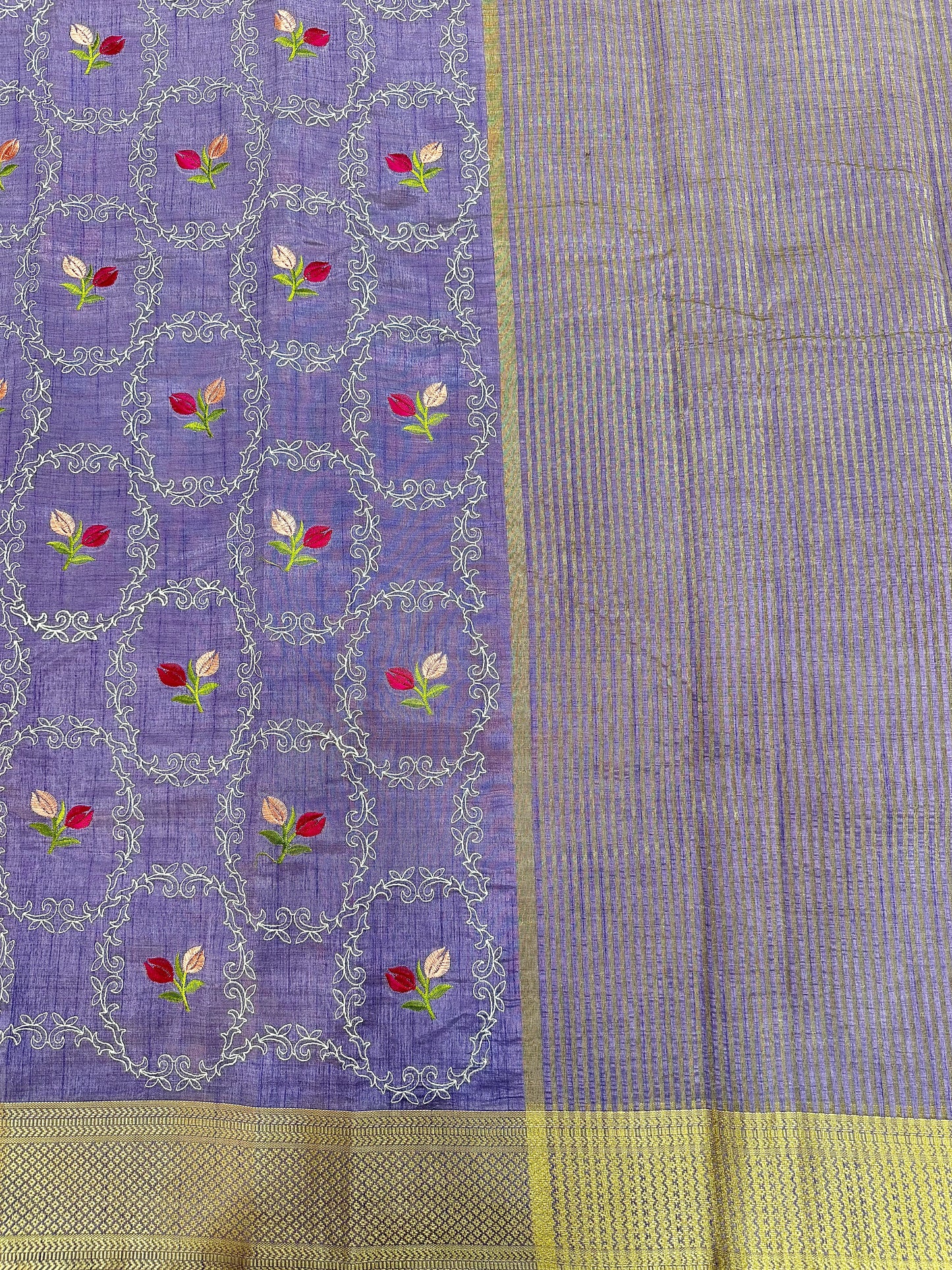 Semi Tussar Embroidered Saree