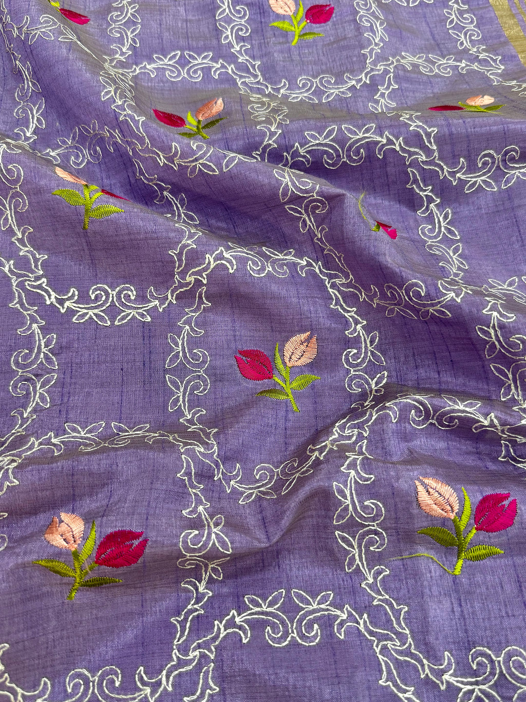 Semi Tussar Embroidered Saree