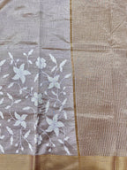 Semi Tussar Applique Work Saree