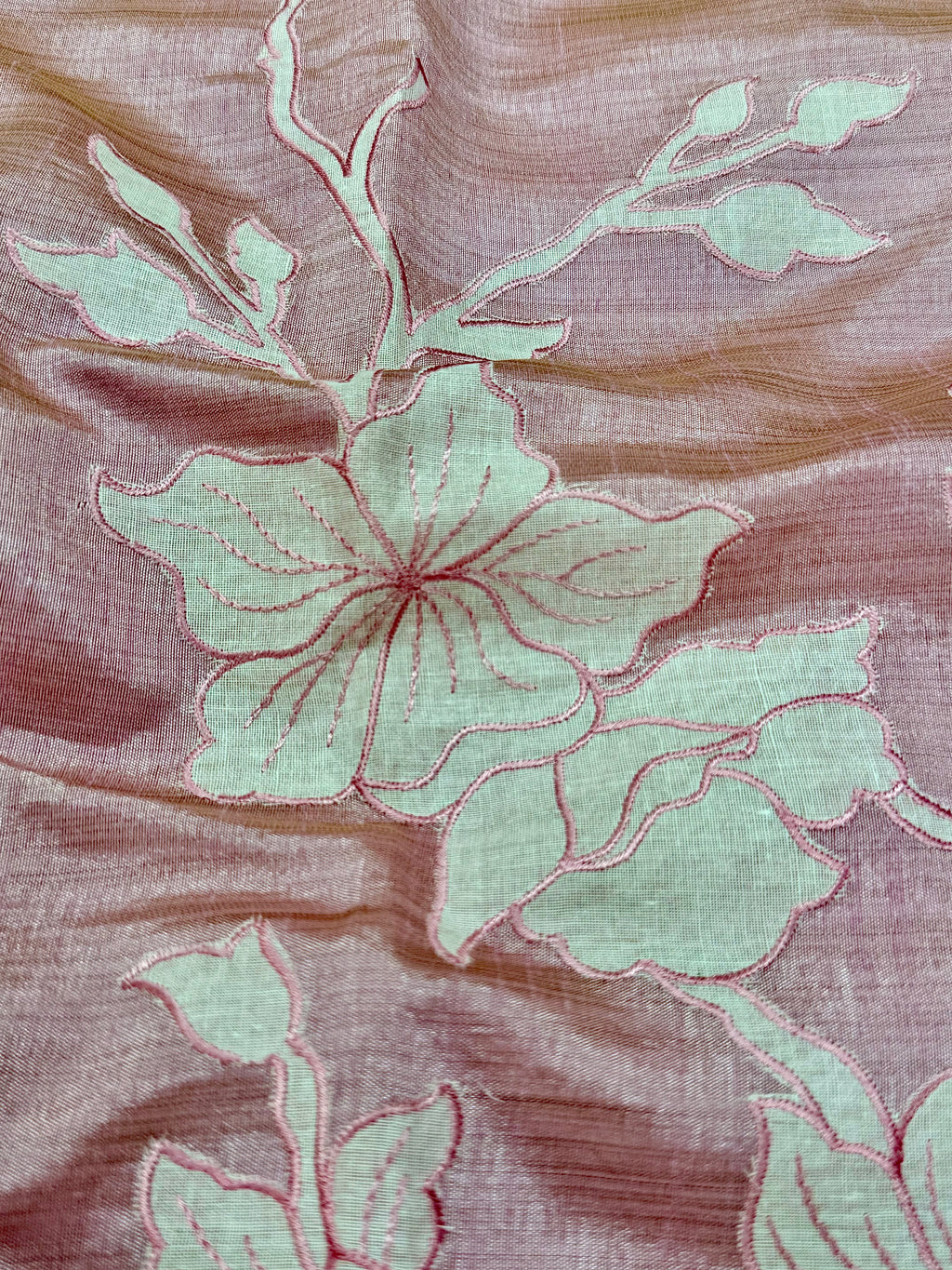 Semi Tussar Applique Work Saree