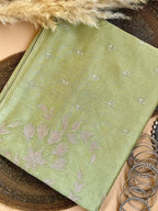 Raw Linen Applique Saree with Embroidered Work