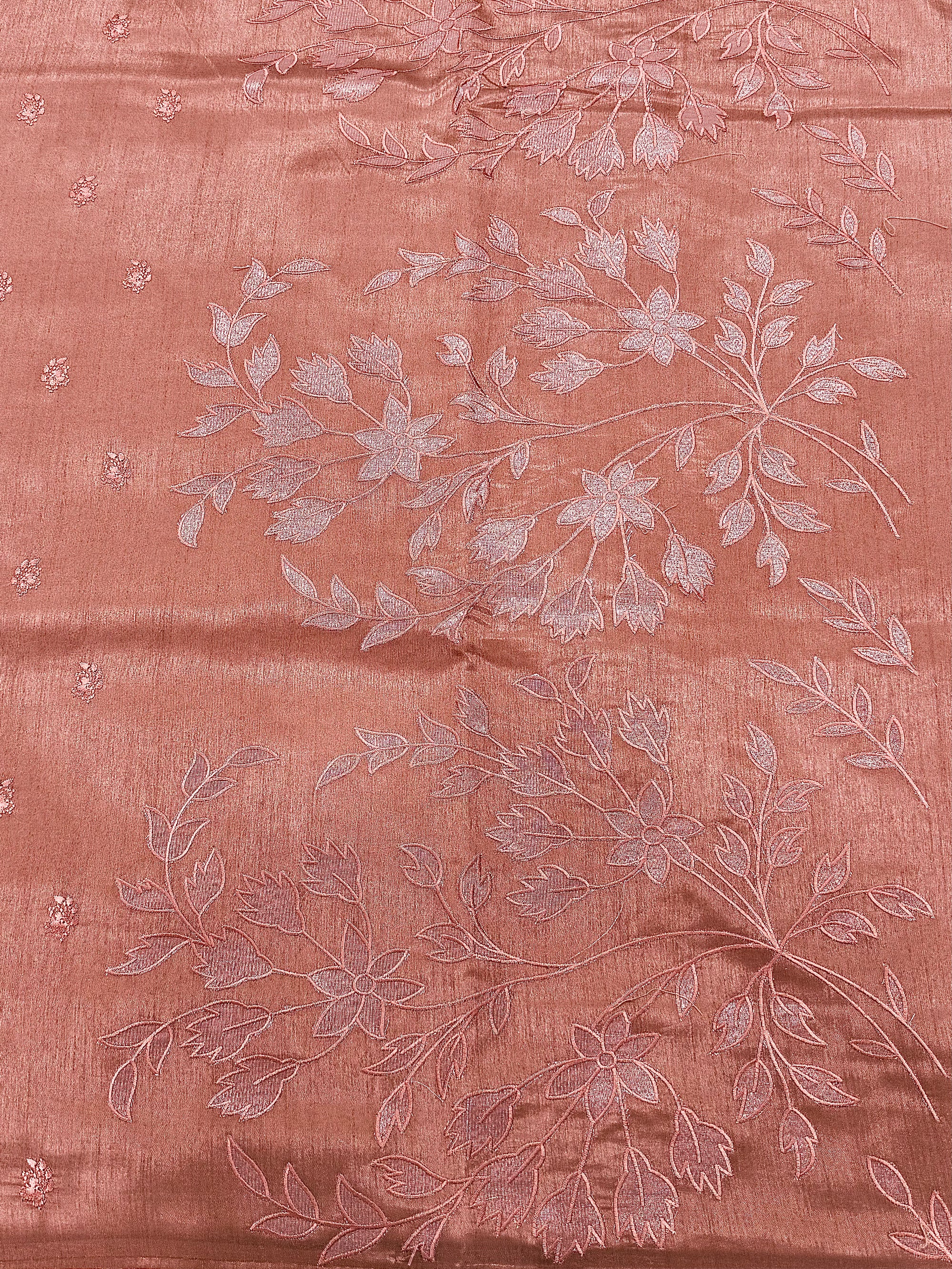Raw Linen Applique Saree with Embroidered Work