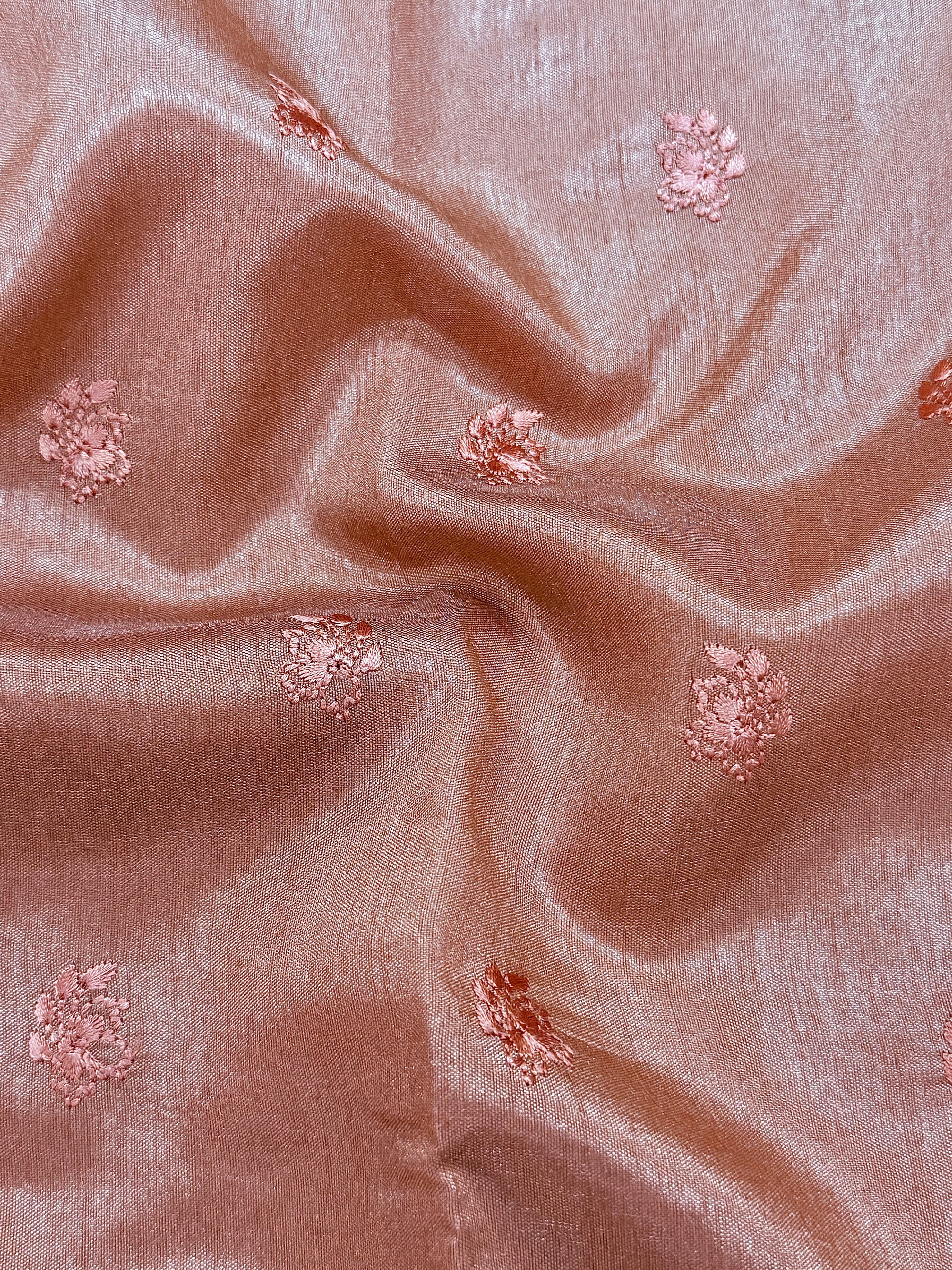 Raw Linen Applique Saree with Embroidered Work