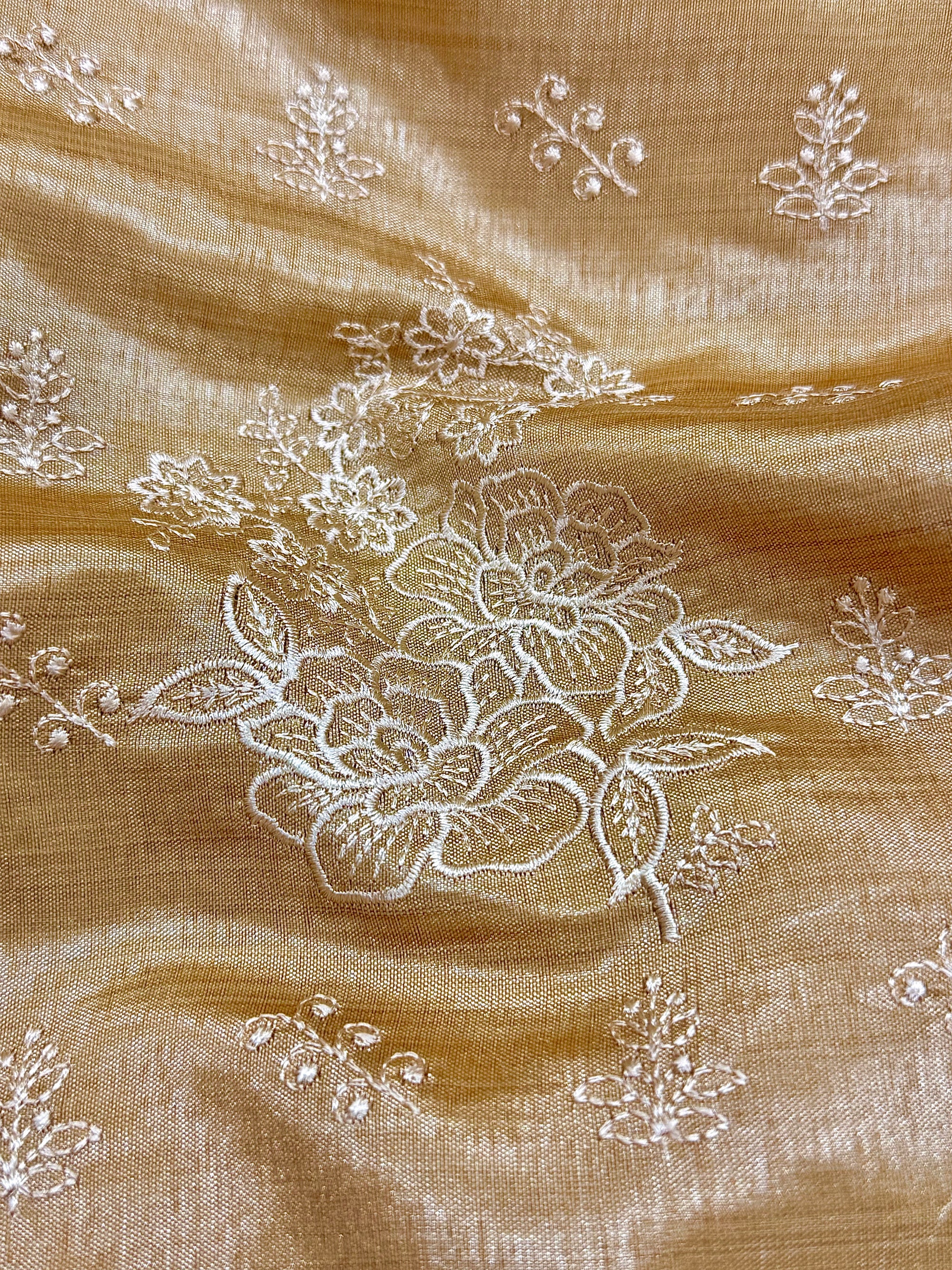 Semi Tussar Silk Saree with Embroidered Work