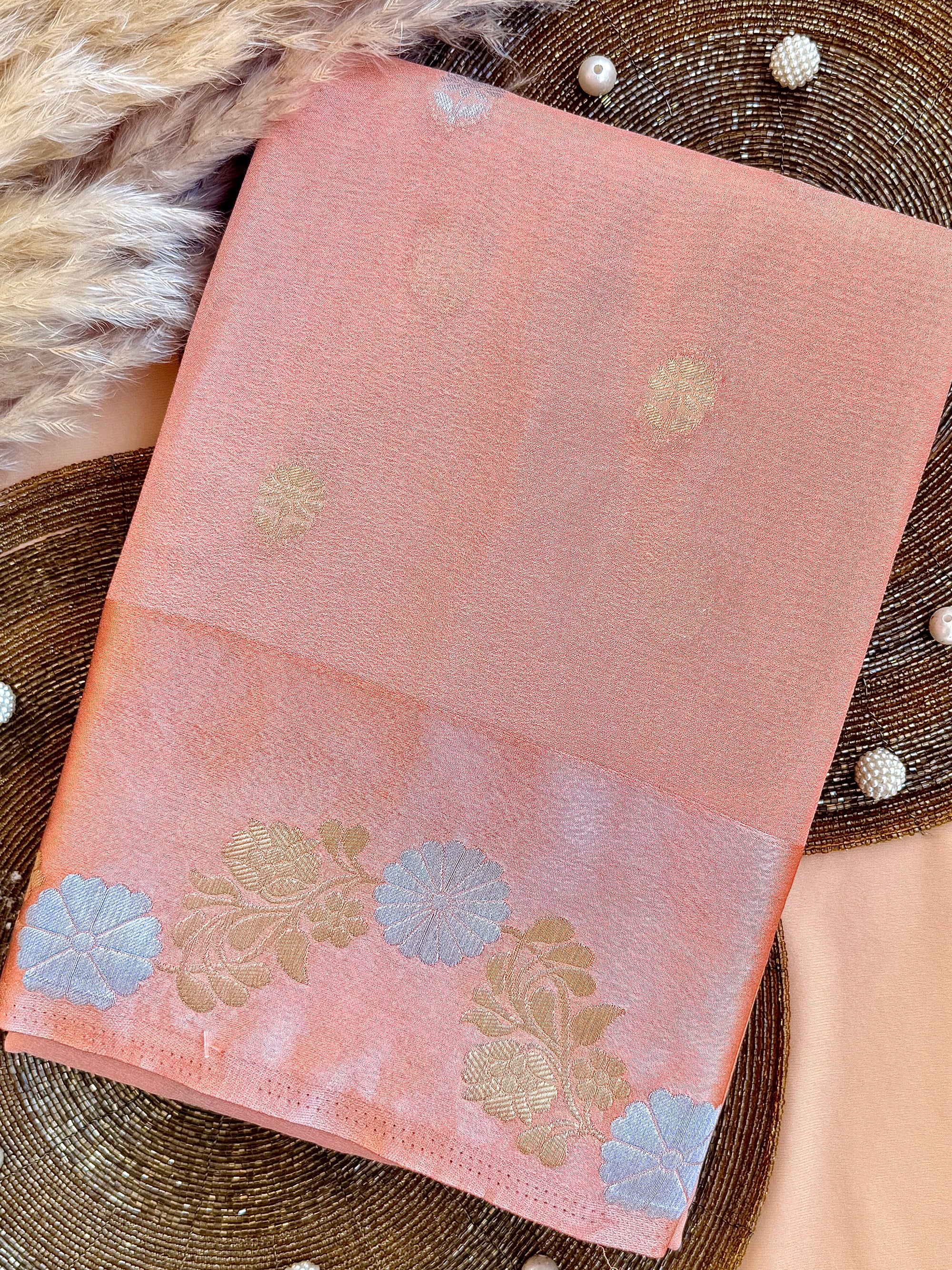 Mango Silk Saree with Satin Border