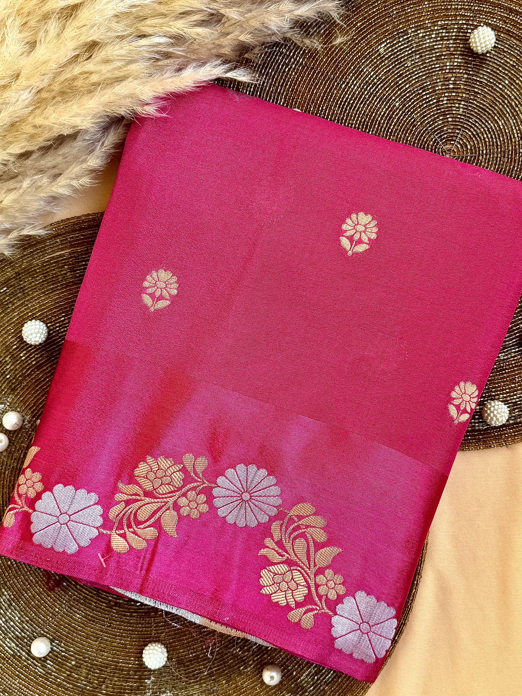 Mango Silk Saree with Satin Border
