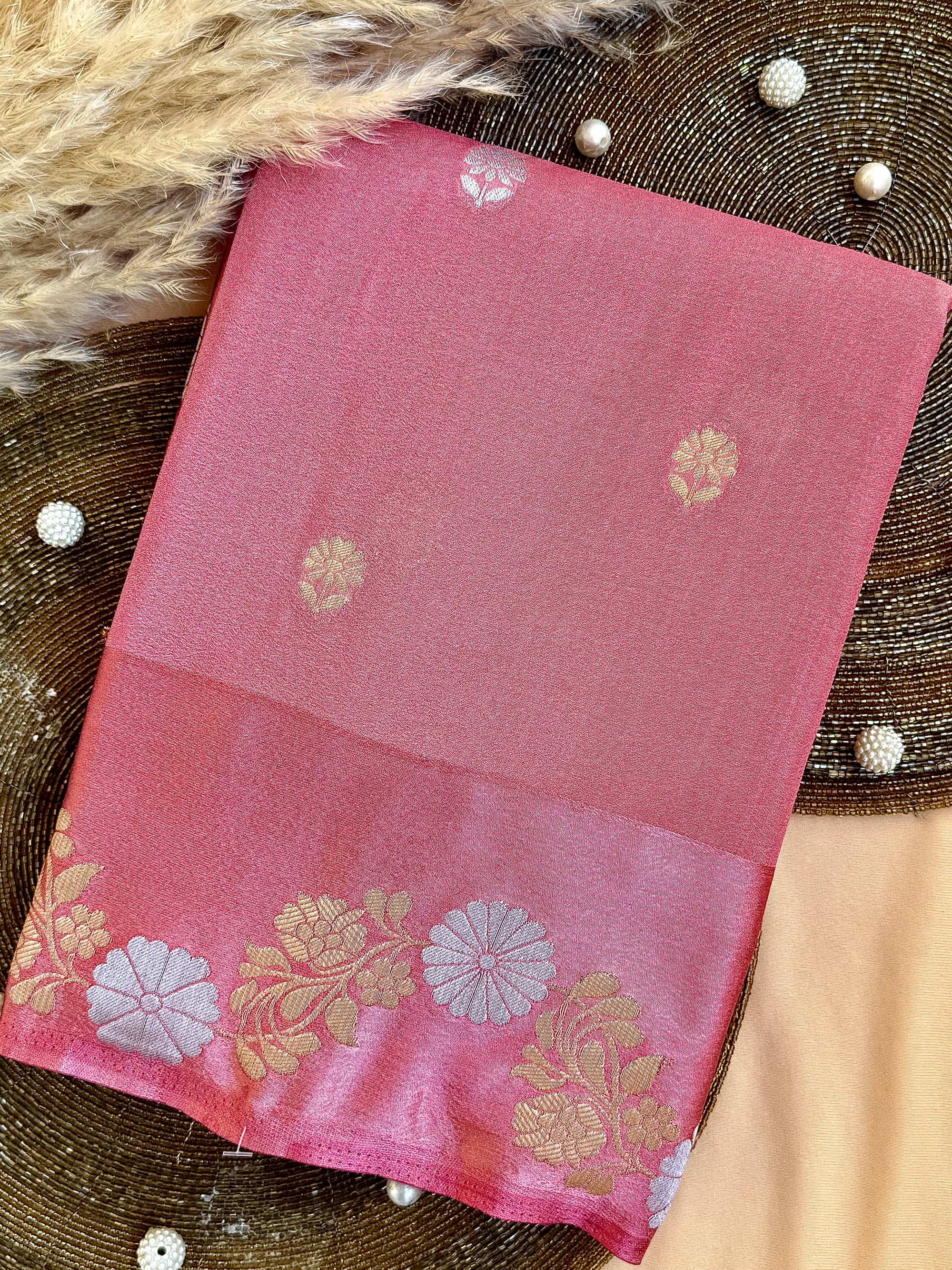 Mango Silk Saree with Satin Border