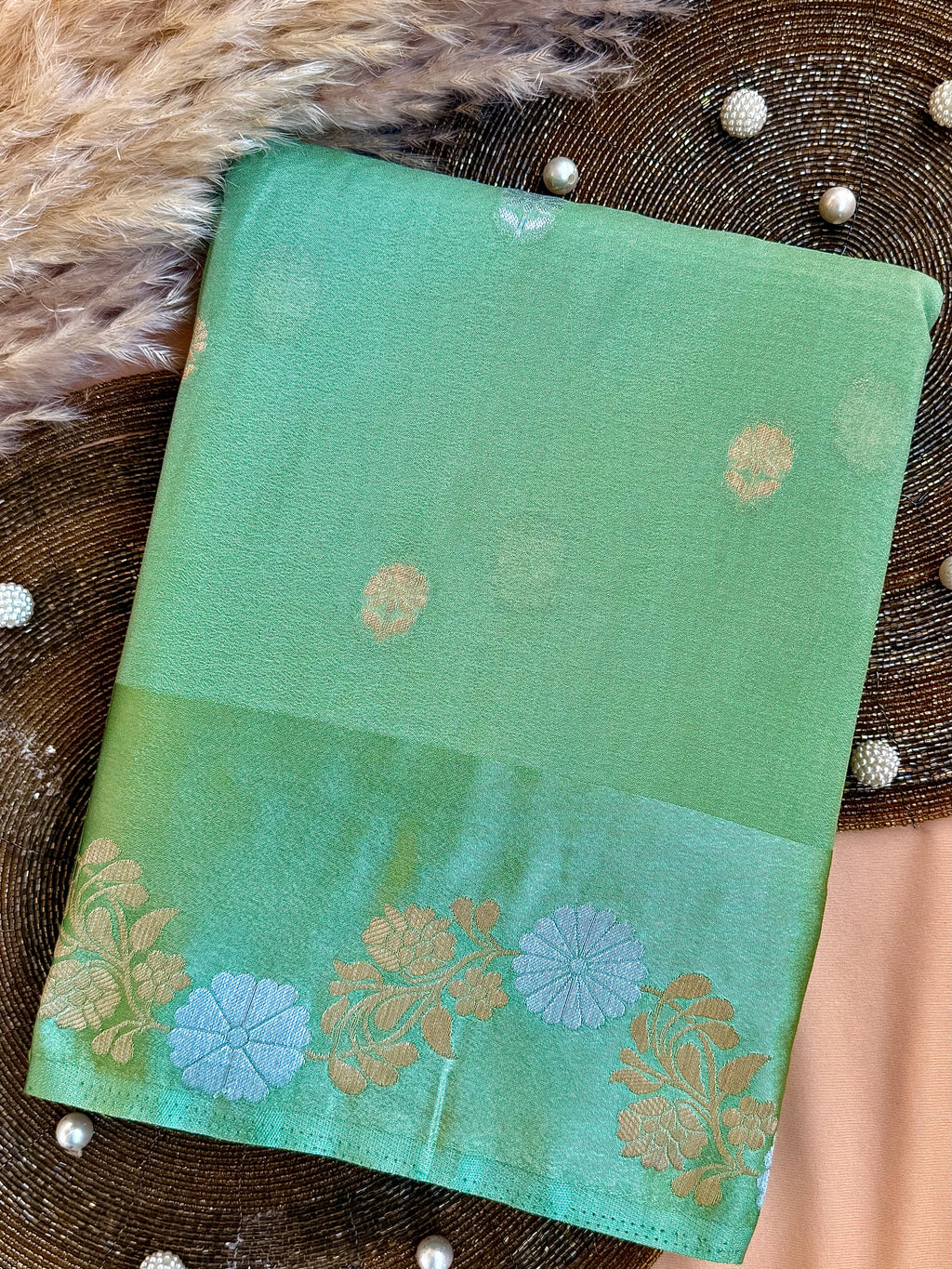 Mango Silk Saree with Satin Border