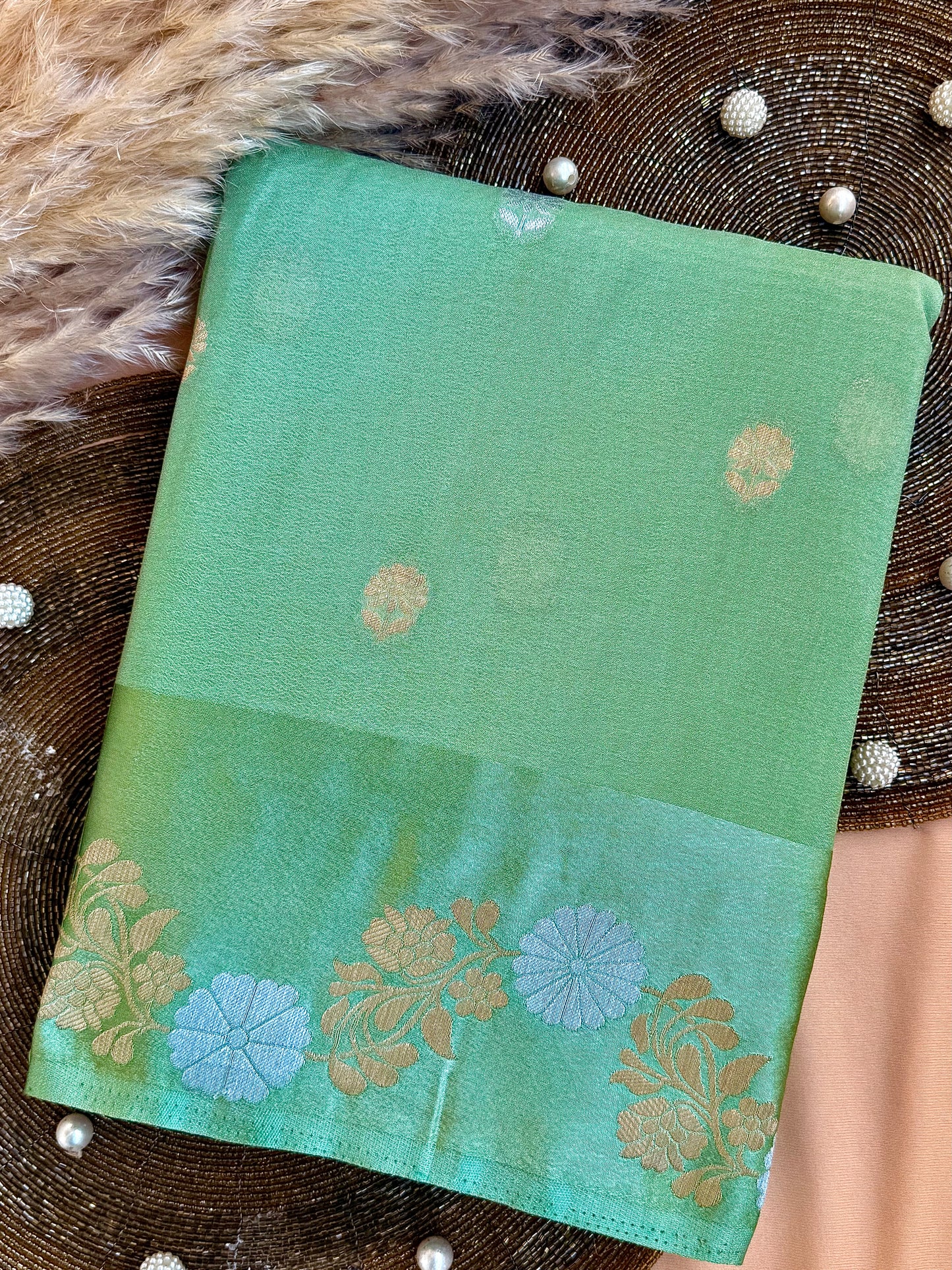 Mango Silk Saree with Satin Border