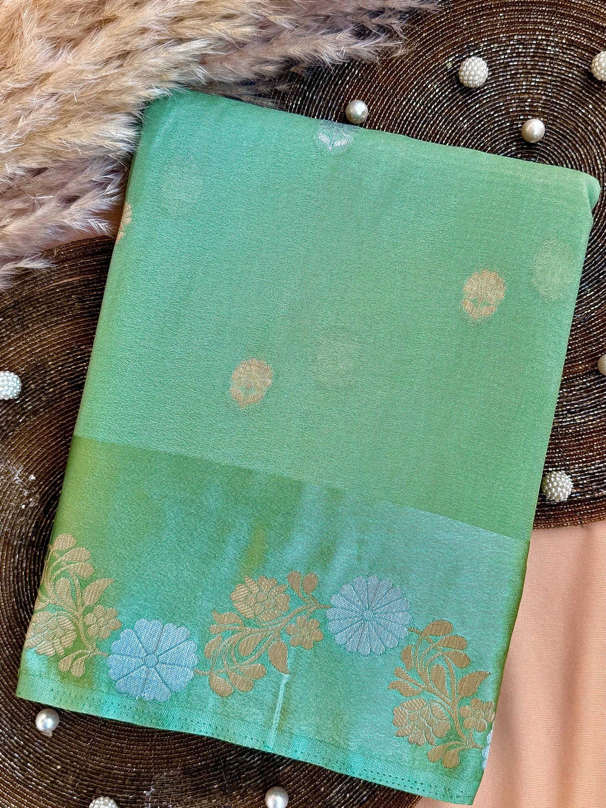 Mango Silk Saree with Satin Border