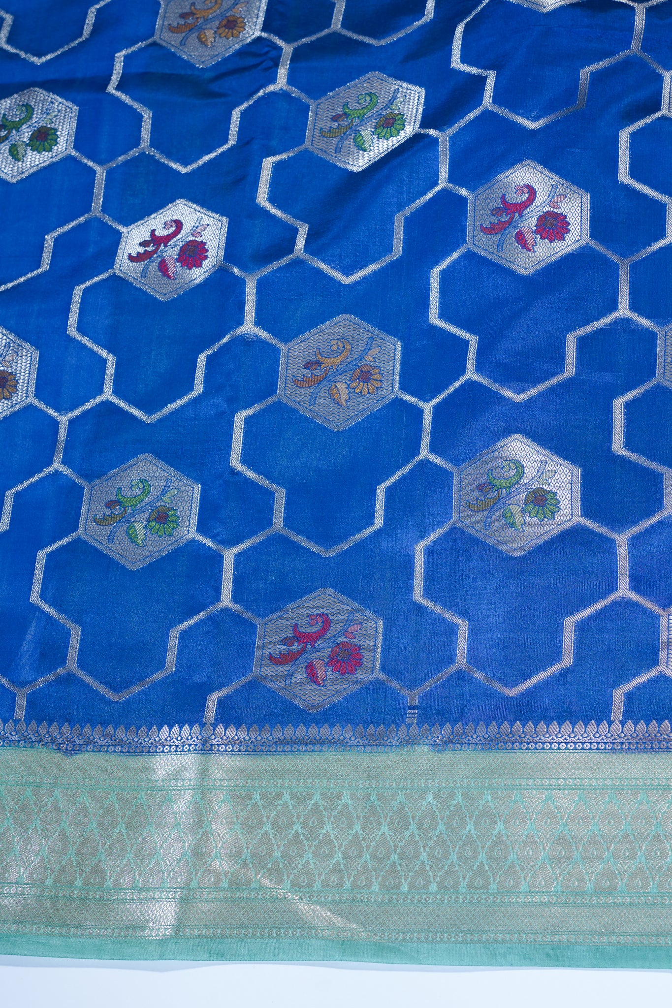 Royal Blue Pure Chiniya Saree
