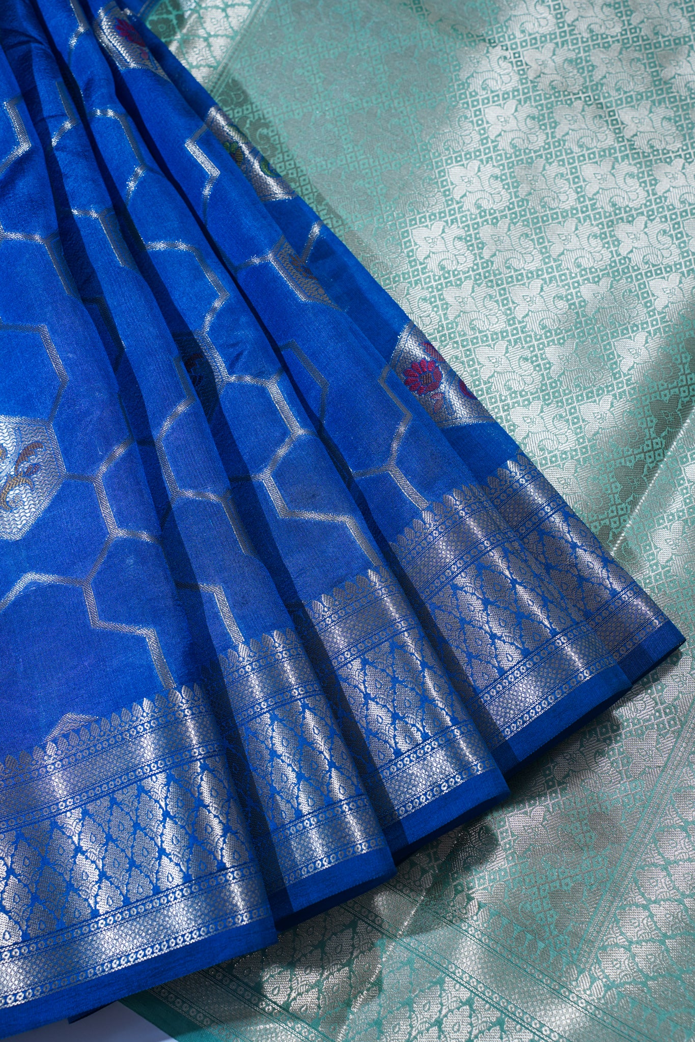 Royal Blue Pure Chiniya Saree