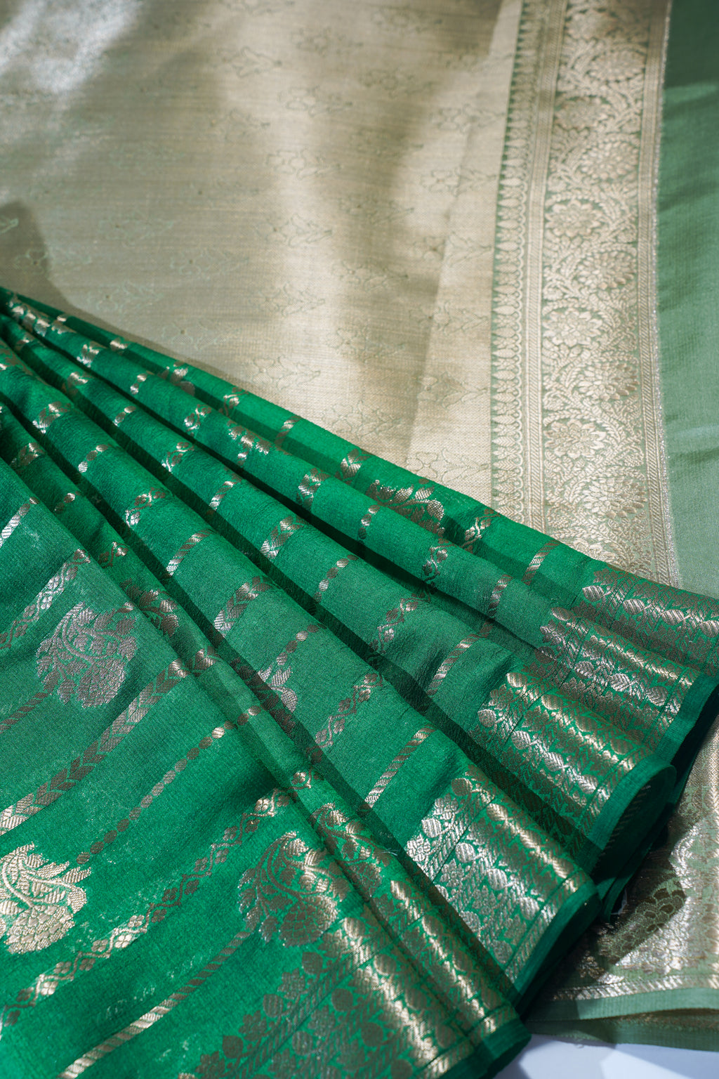Green Pure Chiniya Silk Saree