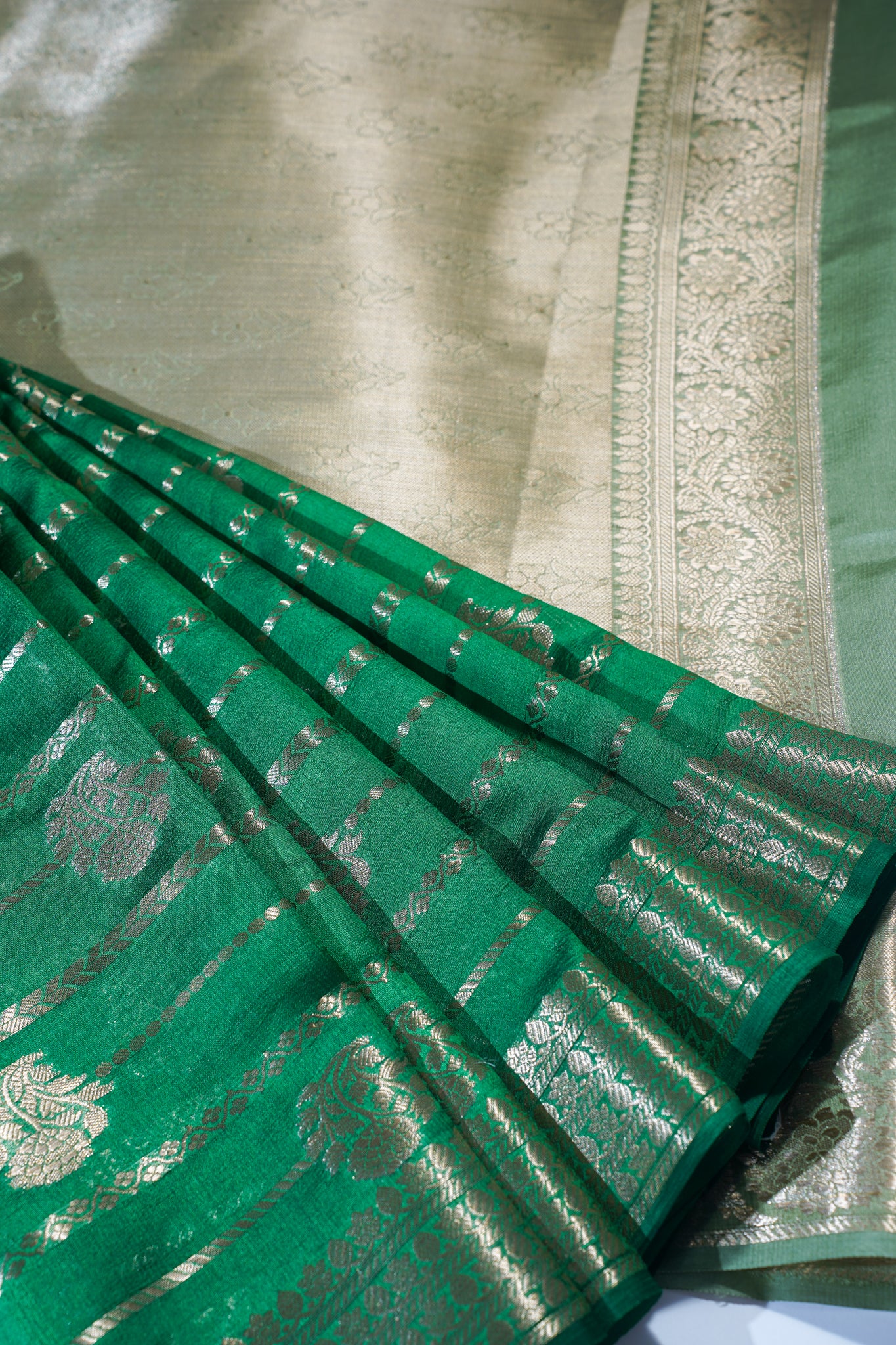 Green Pure Chiniya Silk Saree