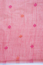 Beige Cotton Linen Weaving Saree with Pink Border