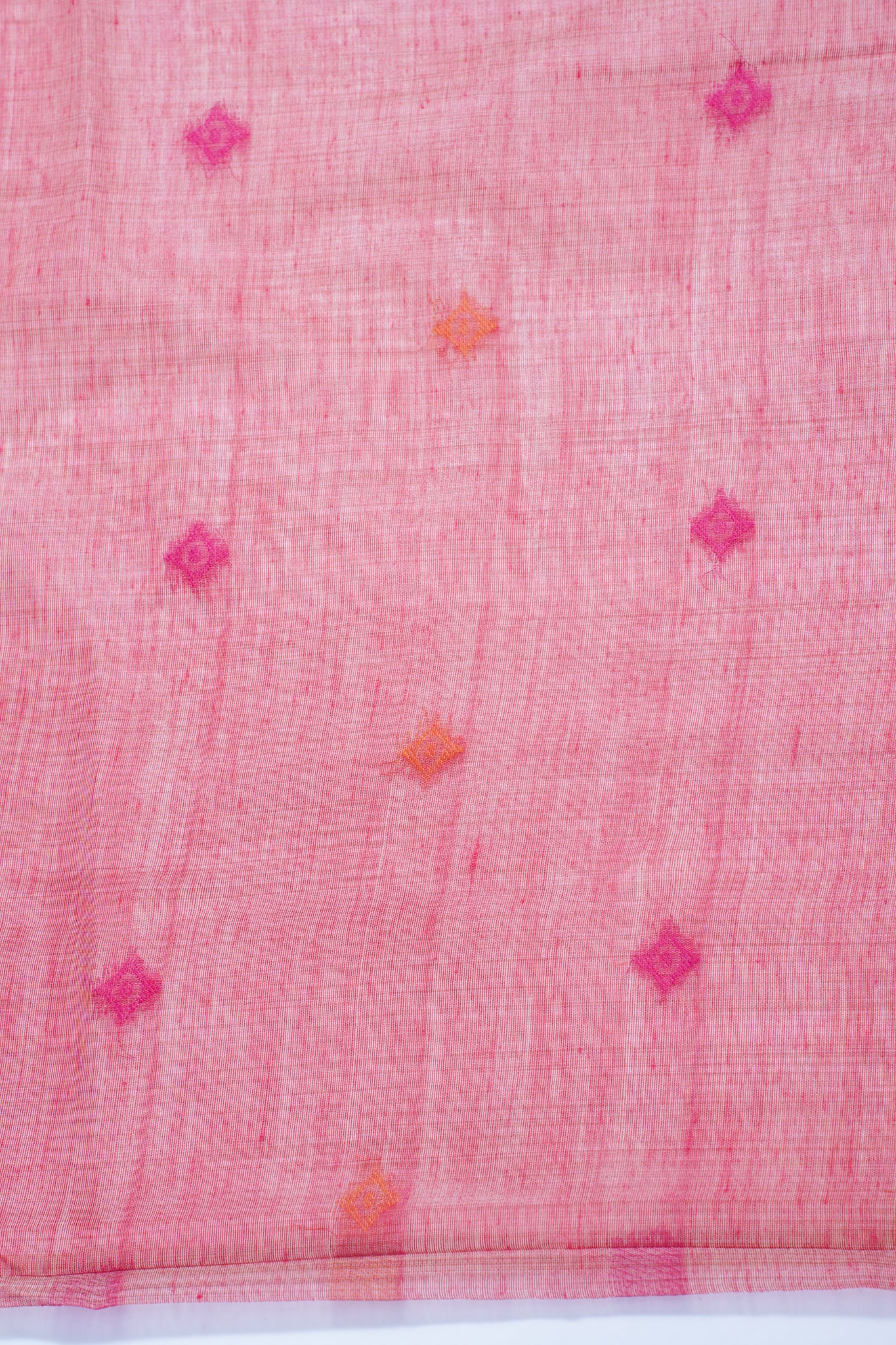 Beige Cotton Linen Weaving Saree with Pink Border
