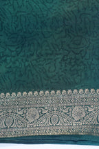 Tri-Color Checkered Viscose Satin Saree with Intricate Block Print