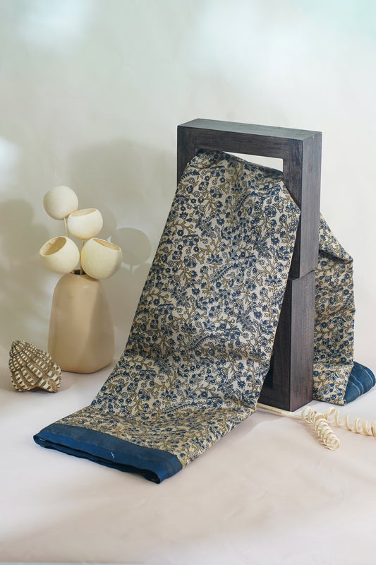 Tussar Silk Saree featuring Kalamkari Print