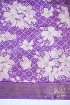Purple Muga Silk Kalamkari Print Fancy Saree