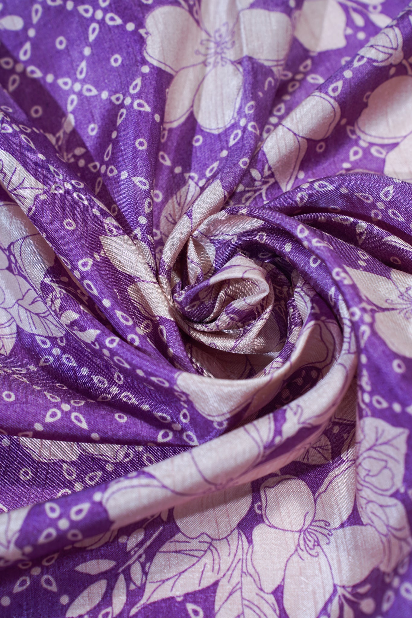 Purple Muga Silk Kalamkari Print Fancy Saree