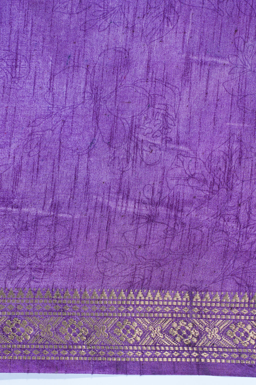 Purple Muga Silk Kalamkari Print Fancy Saree