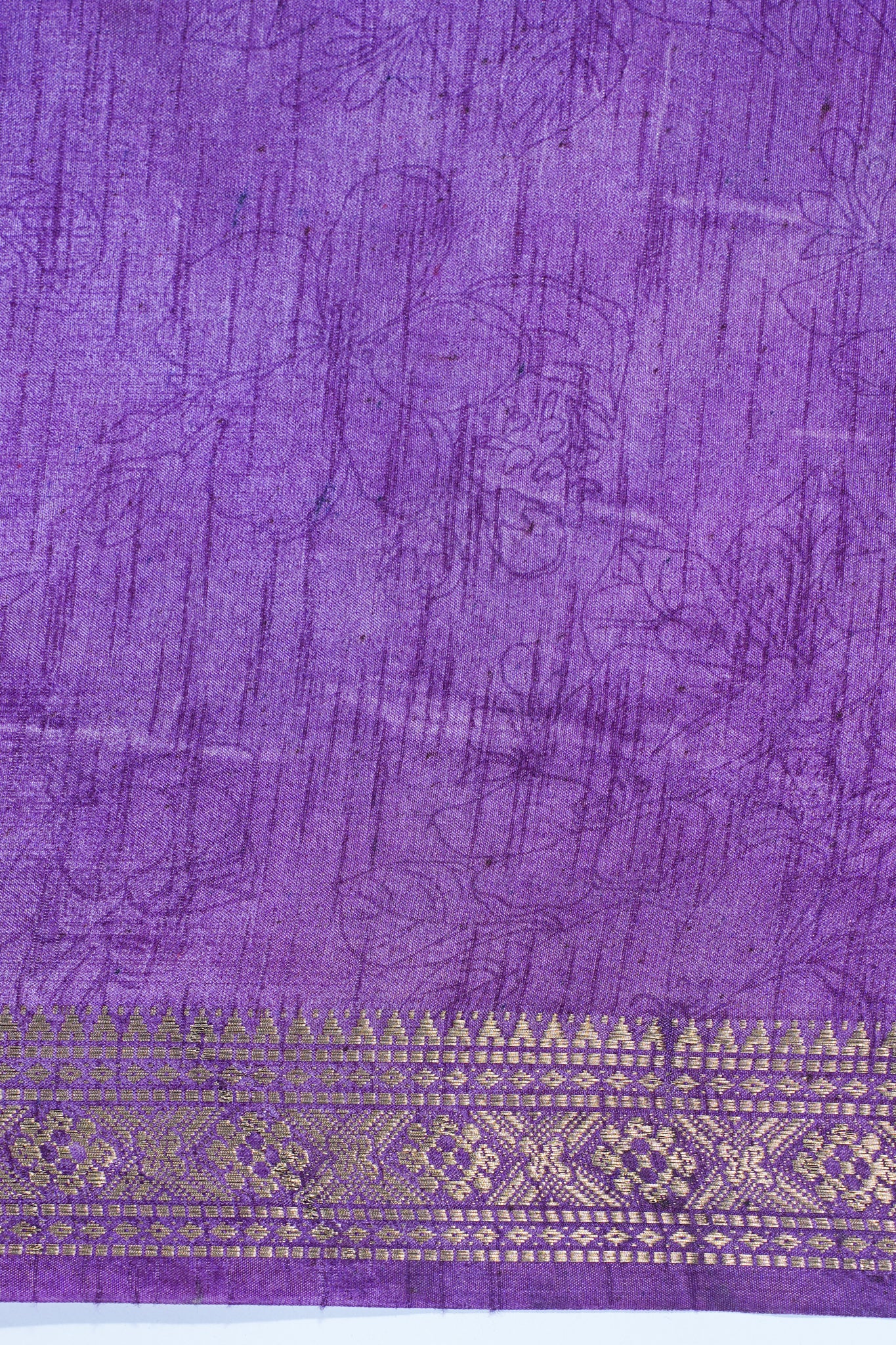 Purple Muga Silk Kalamkari Print Fancy Saree