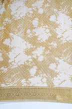 Mustard Yellow Muga Silk Kalamkari Print Fancy Saree