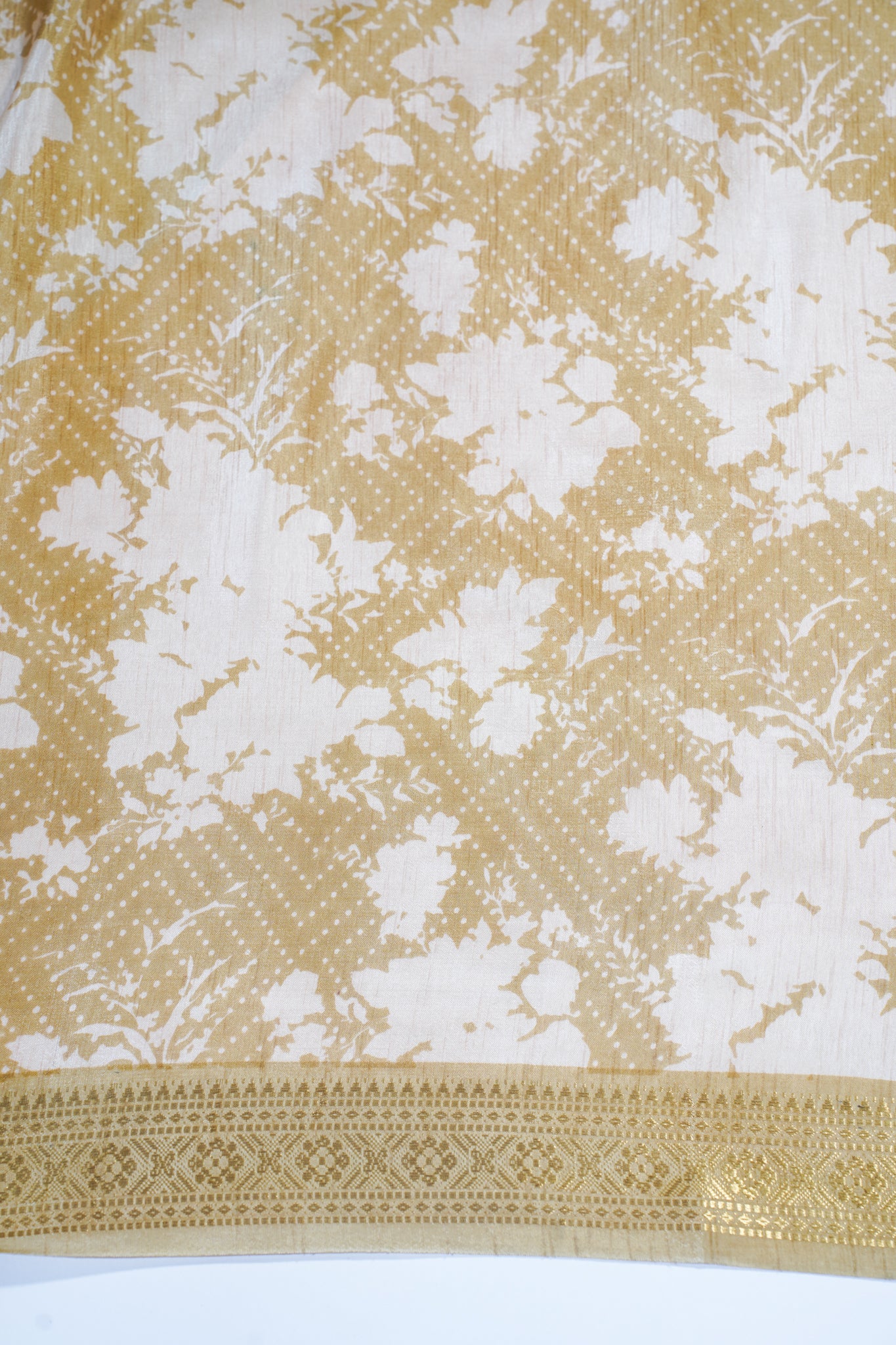 Mustard Yellow Muga Silk Kalamkari Print Fancy Saree
