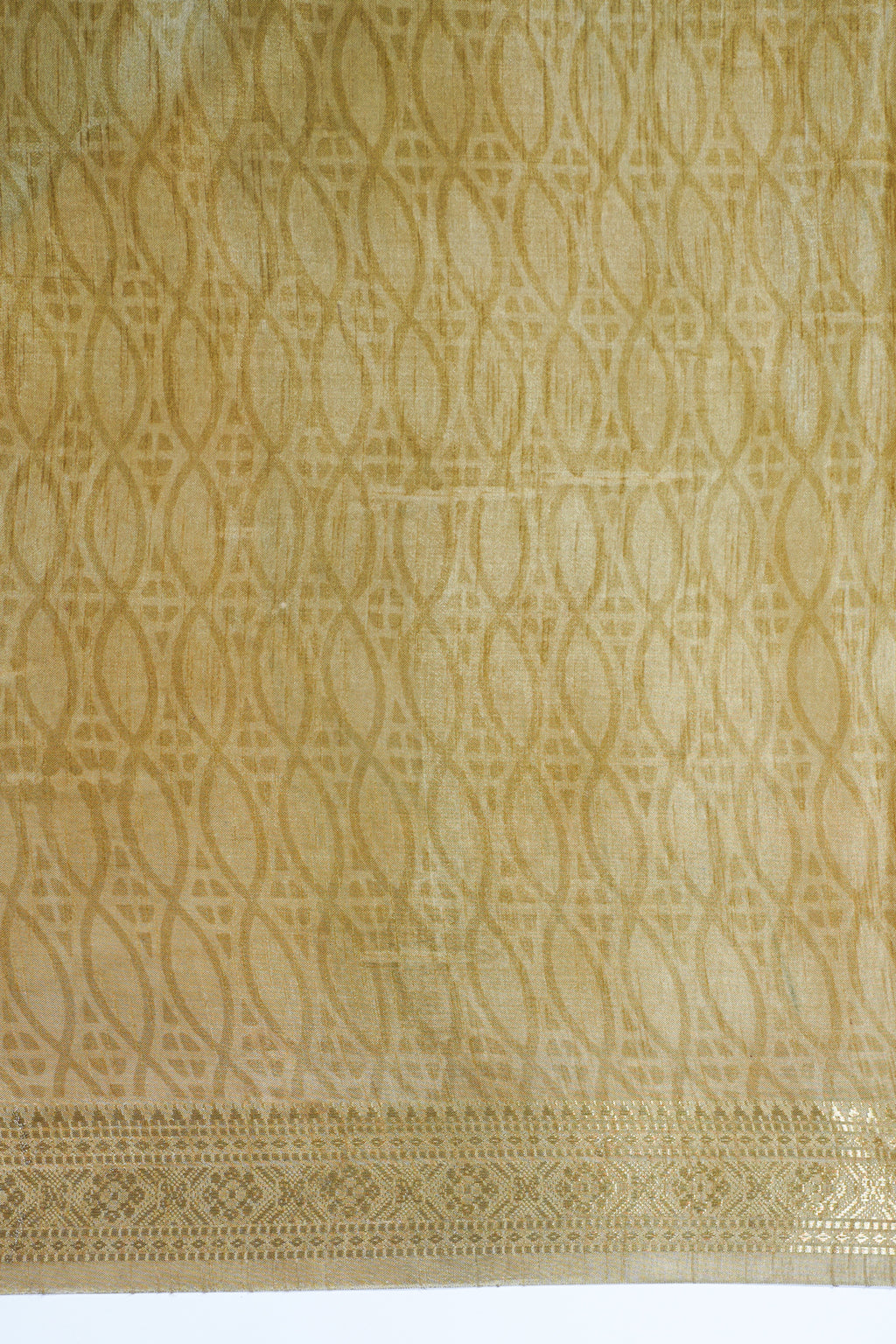 Mustard Yellow Muga Silk Kalamkari Print Fancy Saree